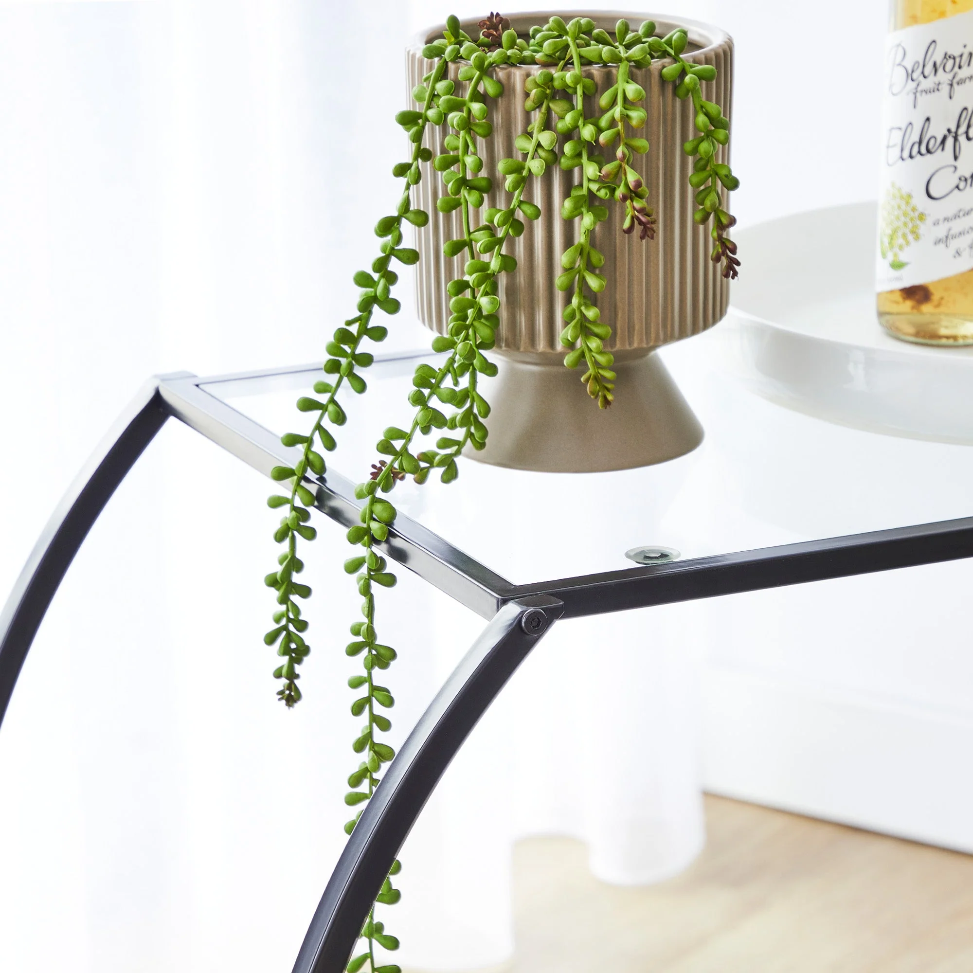 Oliver 86cm Steel Arch Bar Cart Black - Image 6