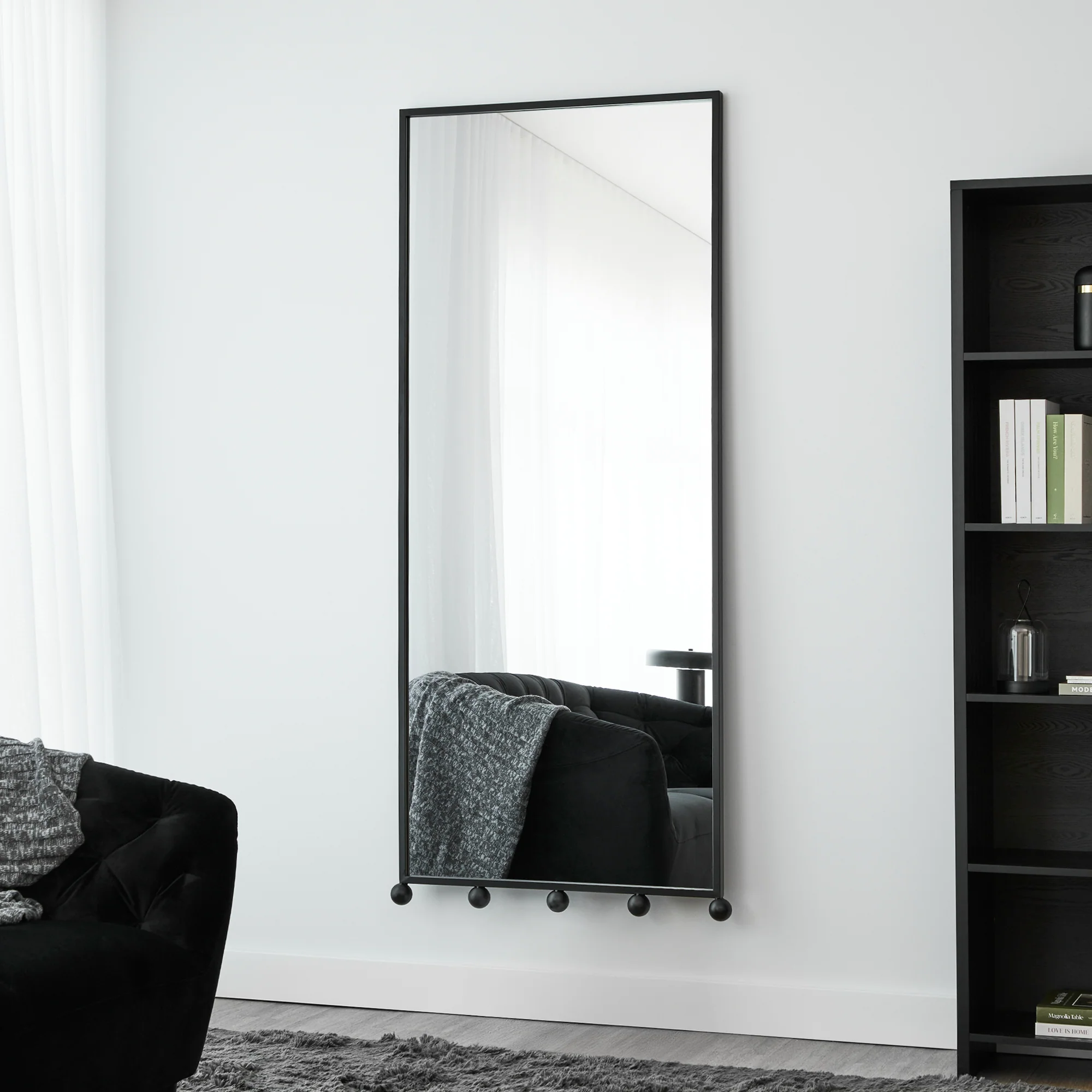 Orbit Sphere 180cm Floor Length Mirror Black - Image 3