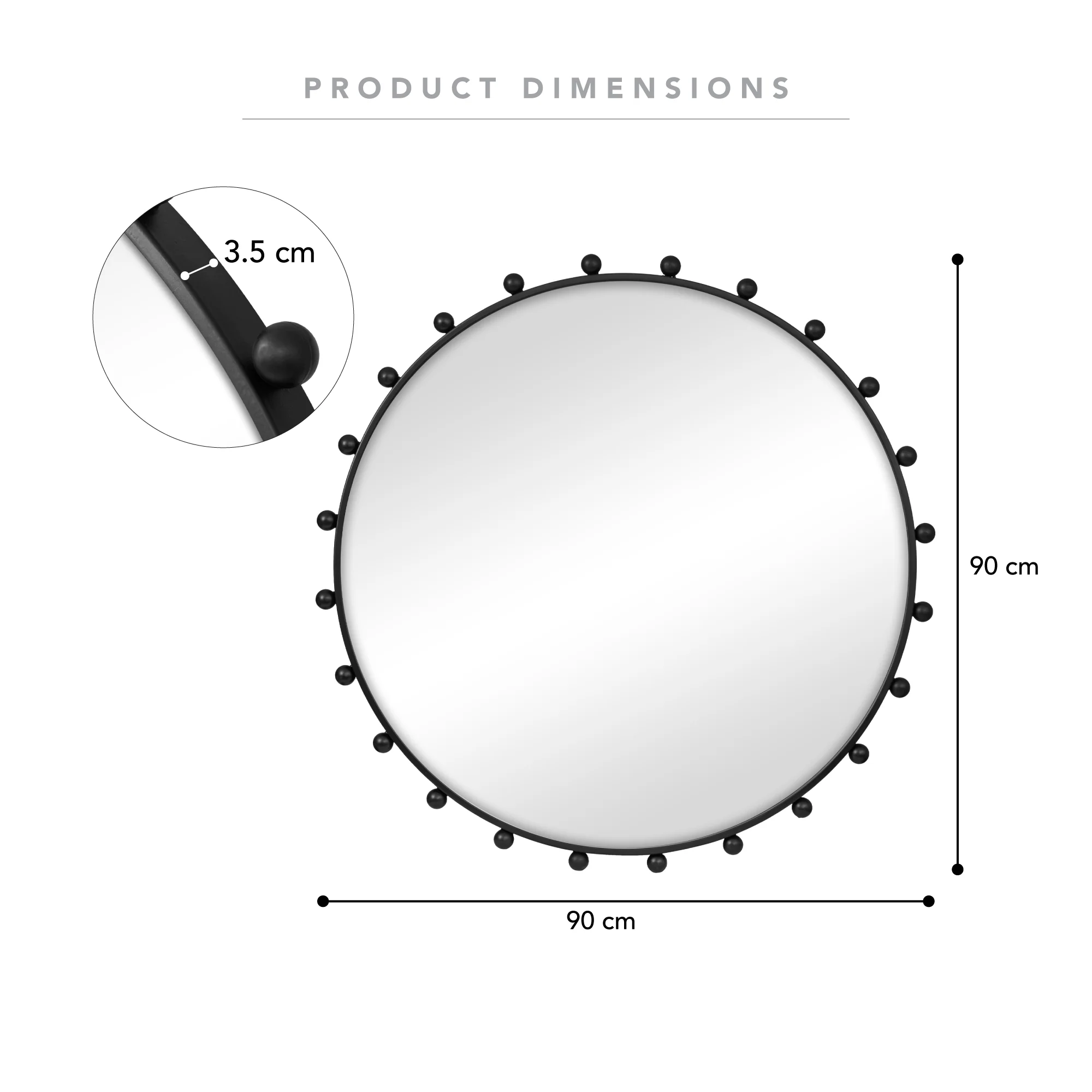 Orbit Sphere 90cm Round Mirror Black - Image 3
