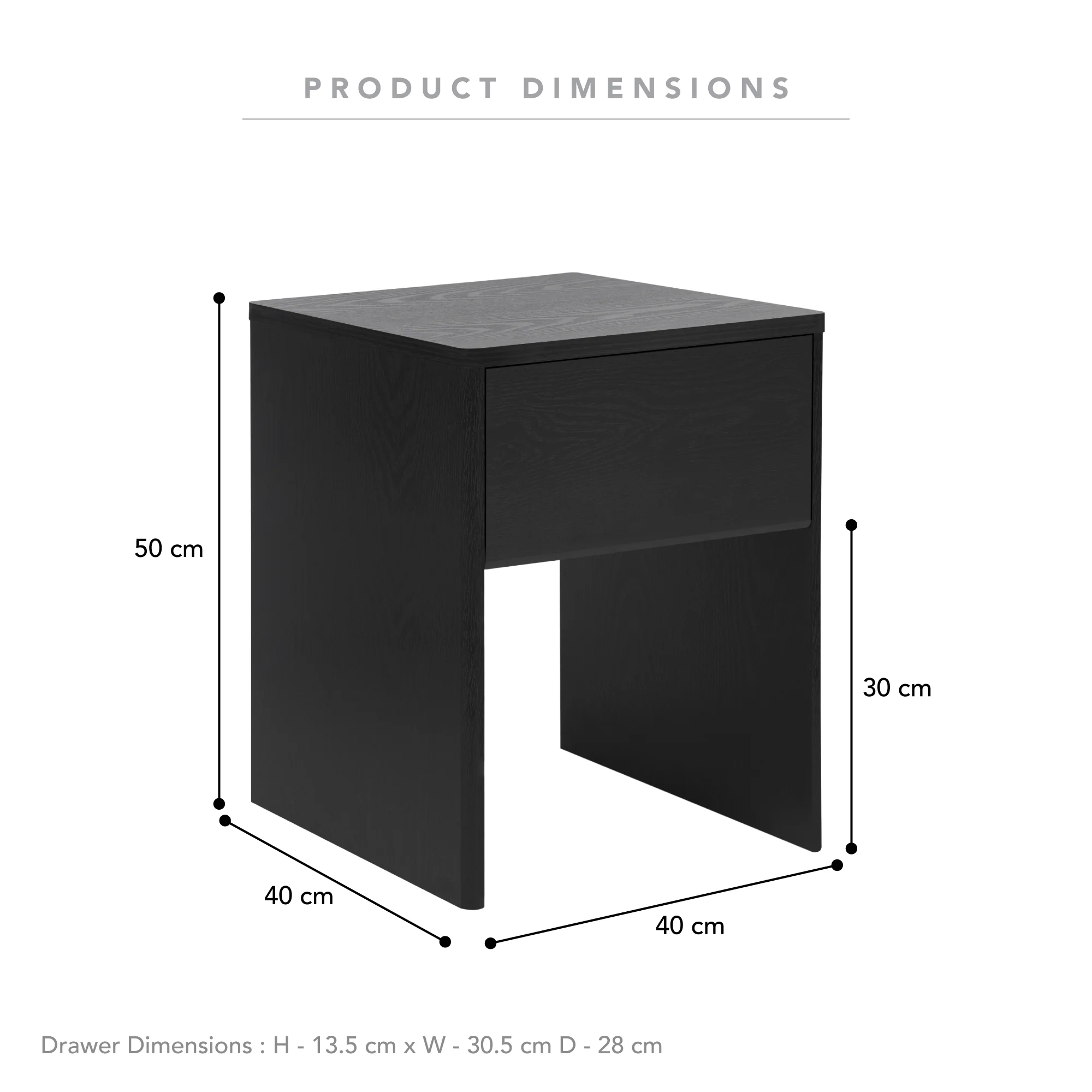 Oxford Bedside Table Black (Set of 2) - Image 3