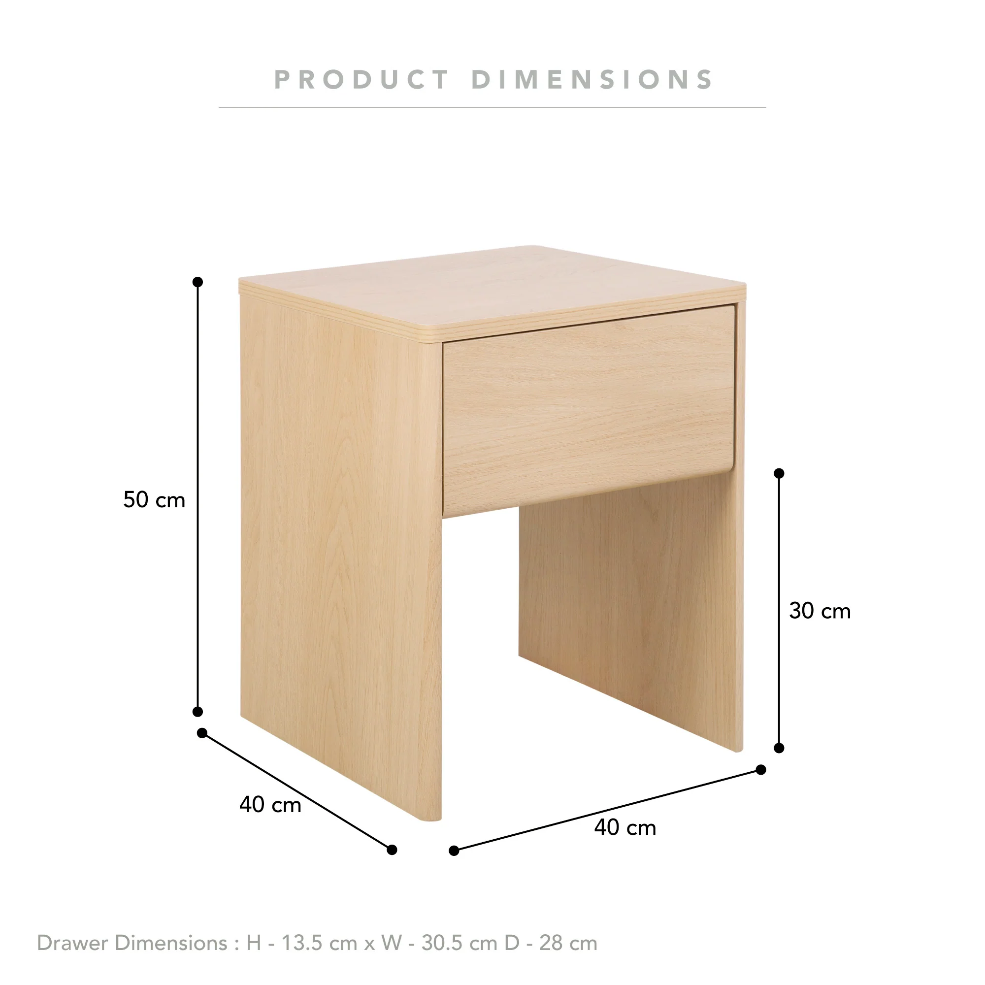 Oxford Bedside Table Oak (Set of 2) - Image 3