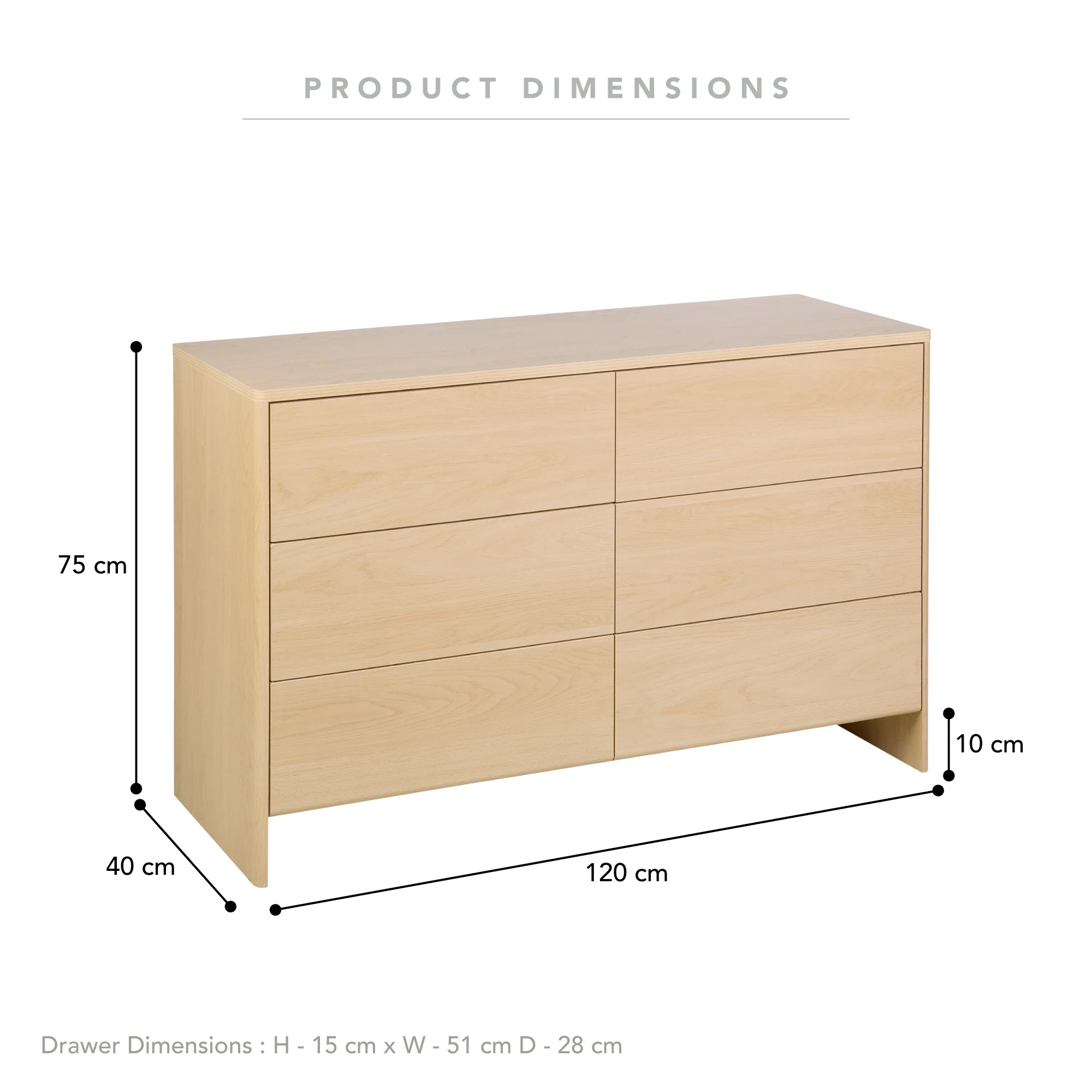 Oxford Chest of 6 Drawers Oak - Image 3