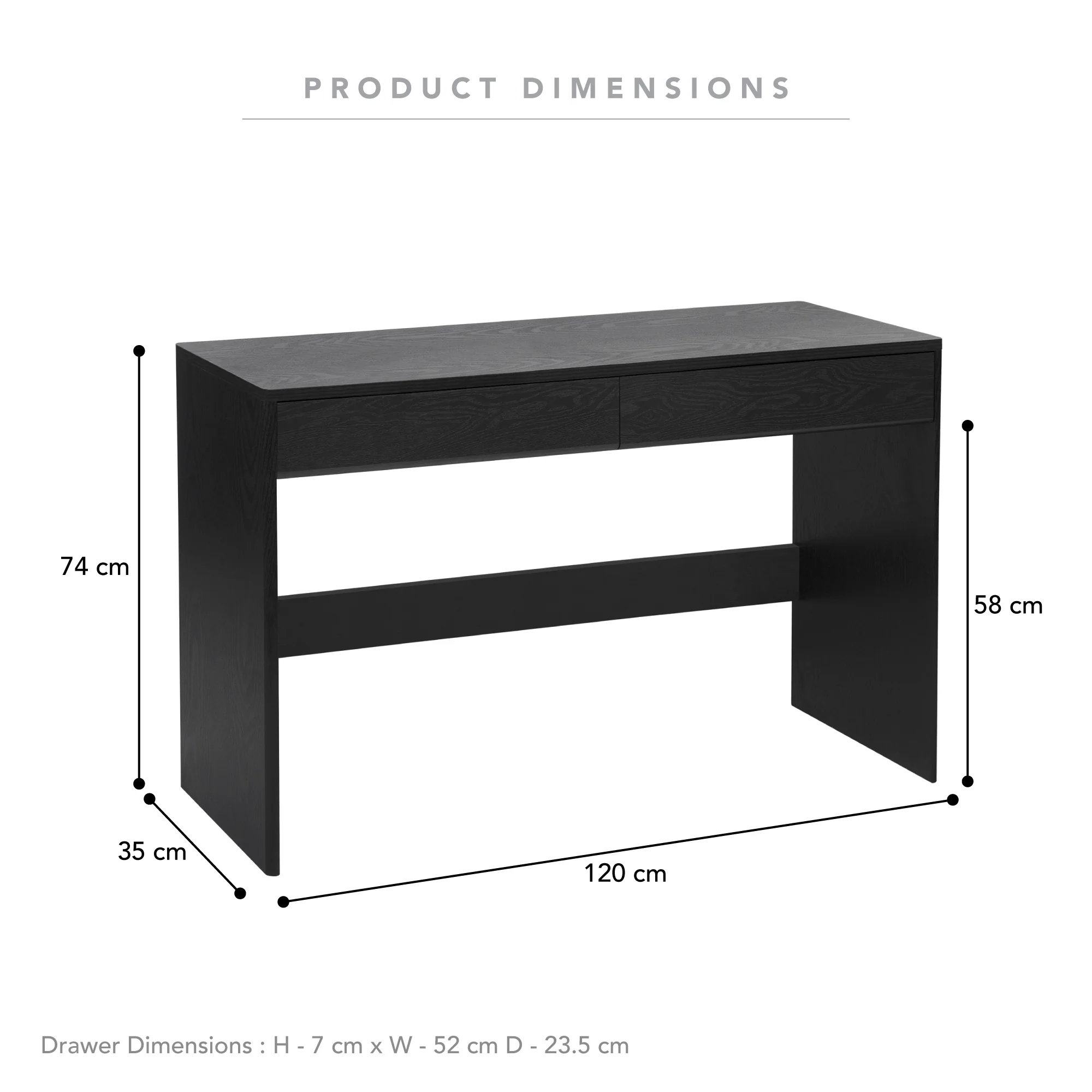 Oxford Console Table Black (120cm) - Image 3