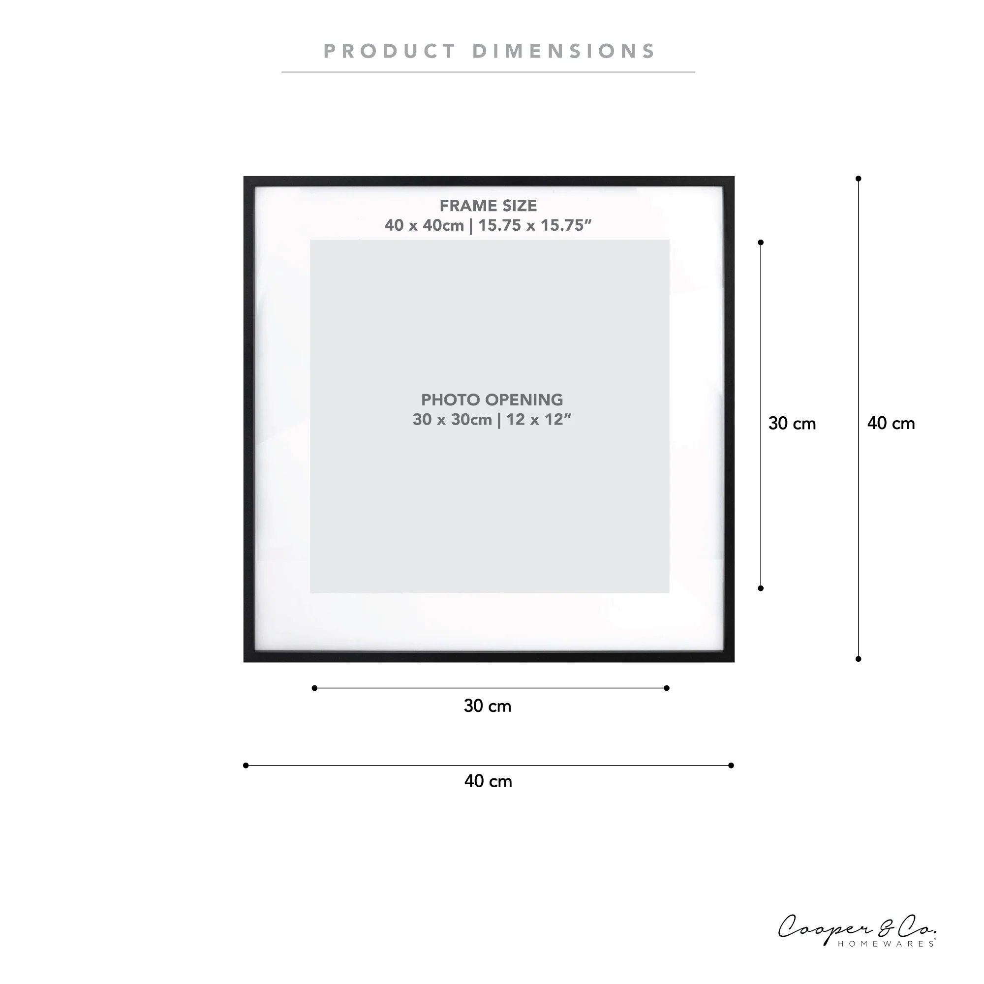 40x40cm Mat to 30x30cm Premium Metal Photo Frame - Image 6