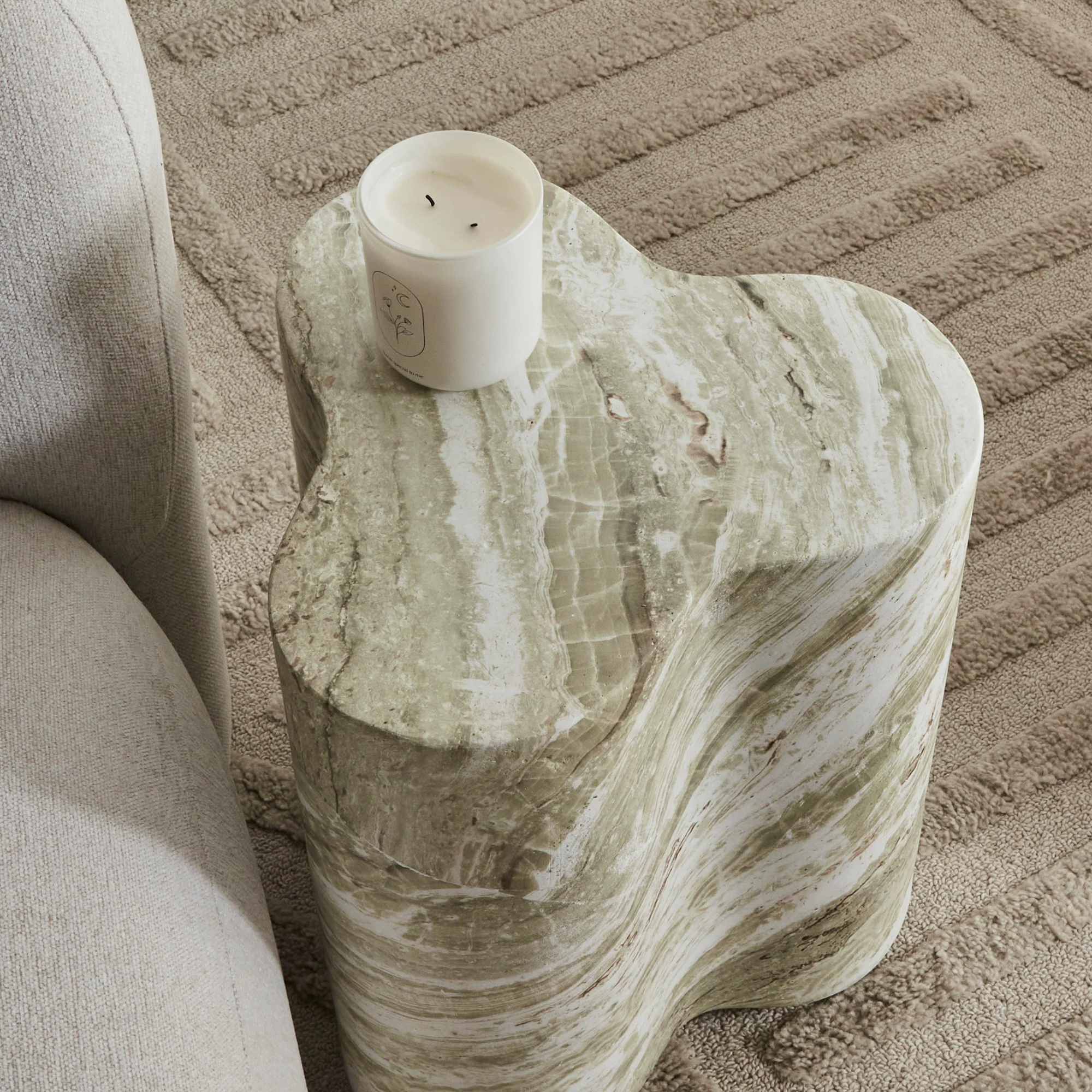 Poppy MgO Side Table Green Marble Look - Image 4