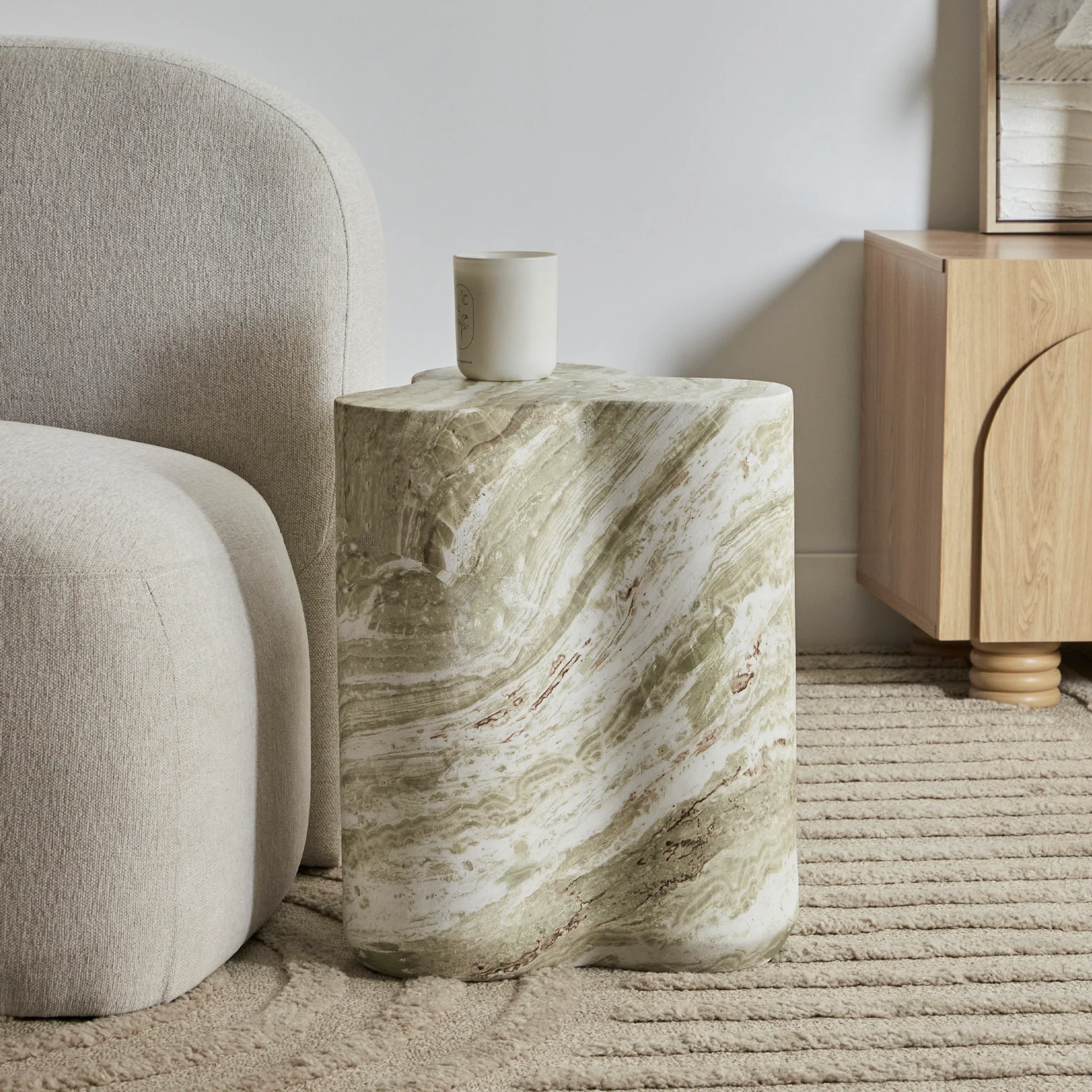 Poppy MgO Side Table Green Marble Look - Image 7