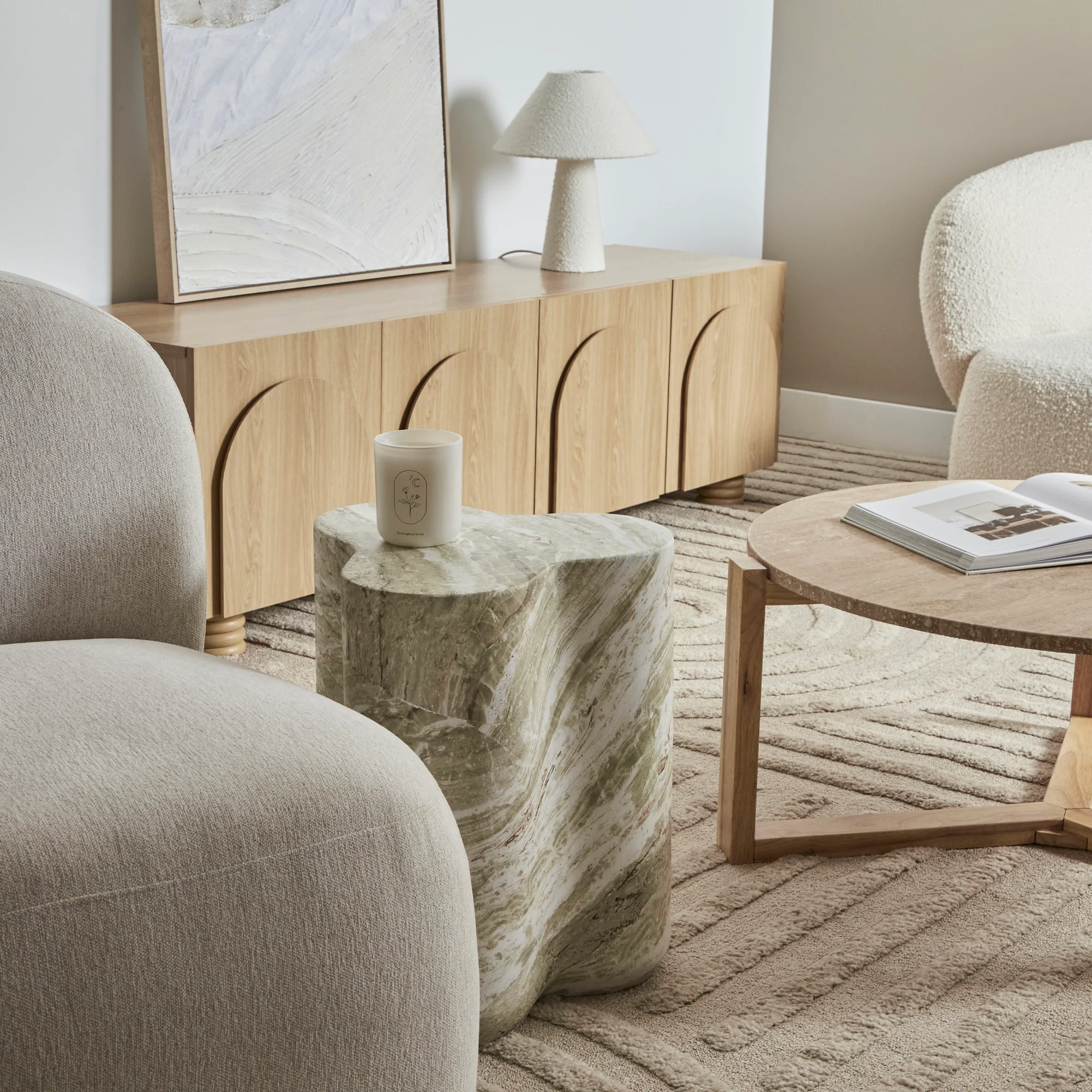 Poppy MgO Side Table Green Marble Look - Image 8