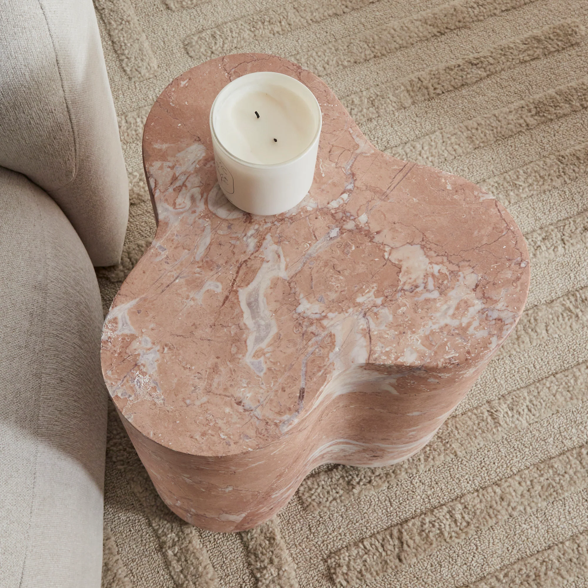 Poppy MgO Side Table Tea Rose Marble Look - Image 4