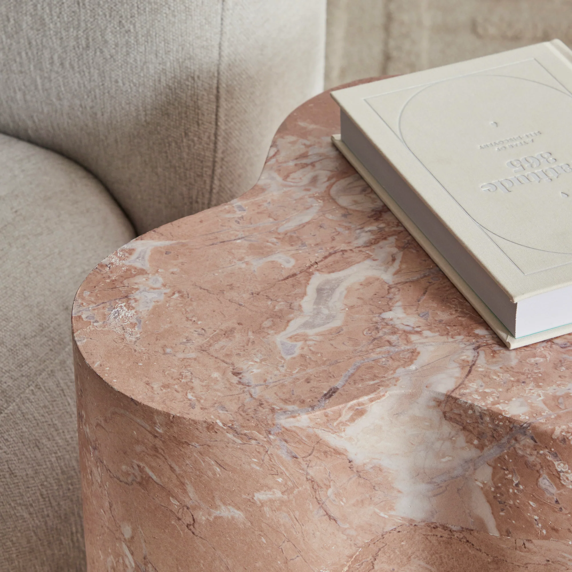 Poppy MgO Side Table Tea Rose Marble Look - Image 5