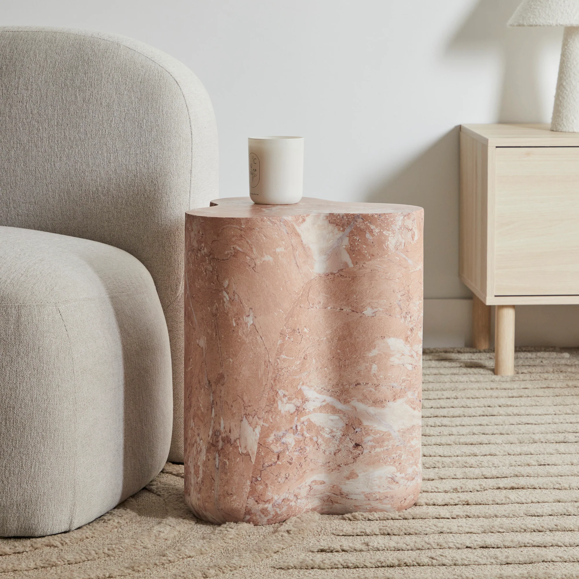 Poppy MgO Side Table Tea Rose Marble Look - Image 7