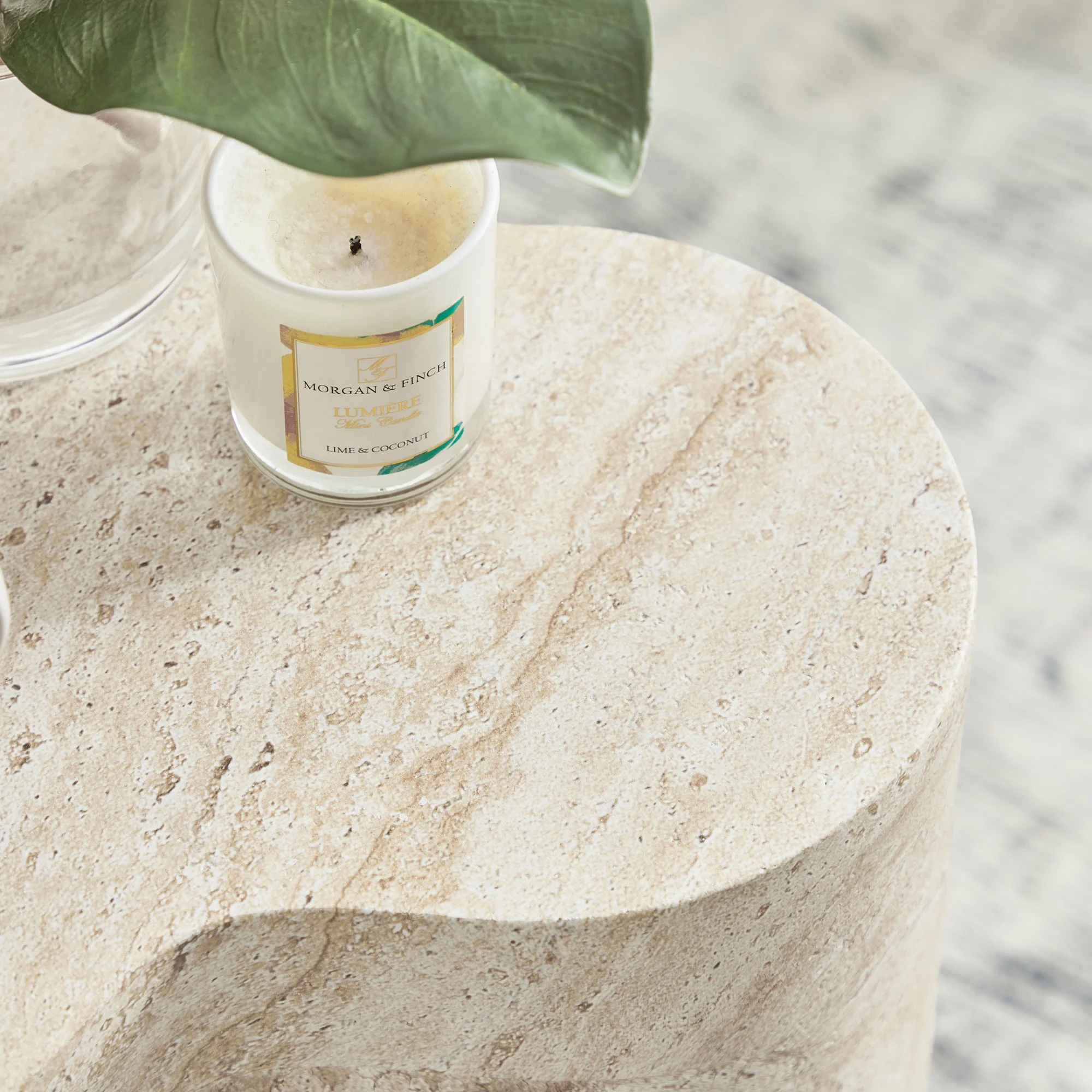 Poppy Side Table Travertine Look - Image 5