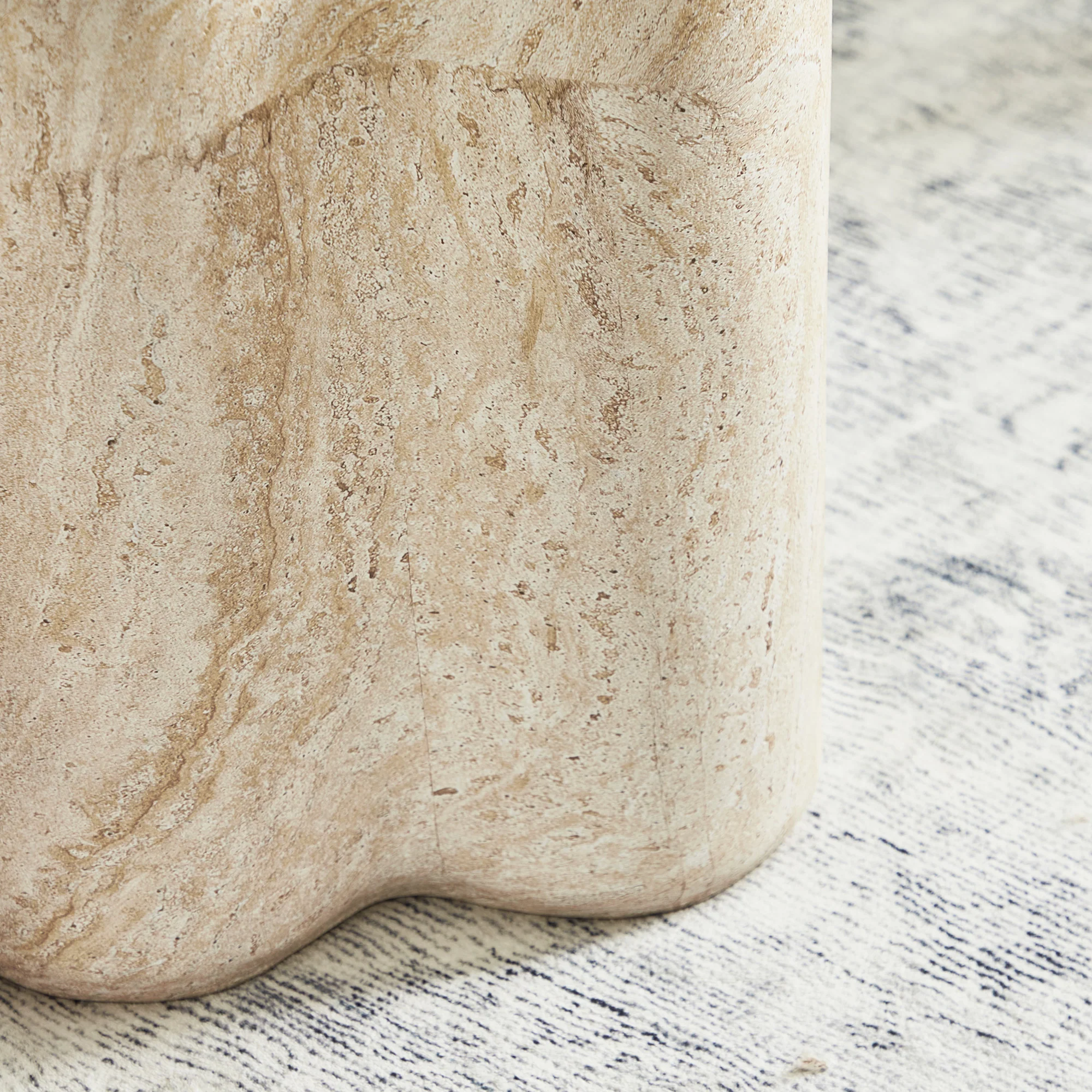 Poppy Side Table Travertine Look - Image 8