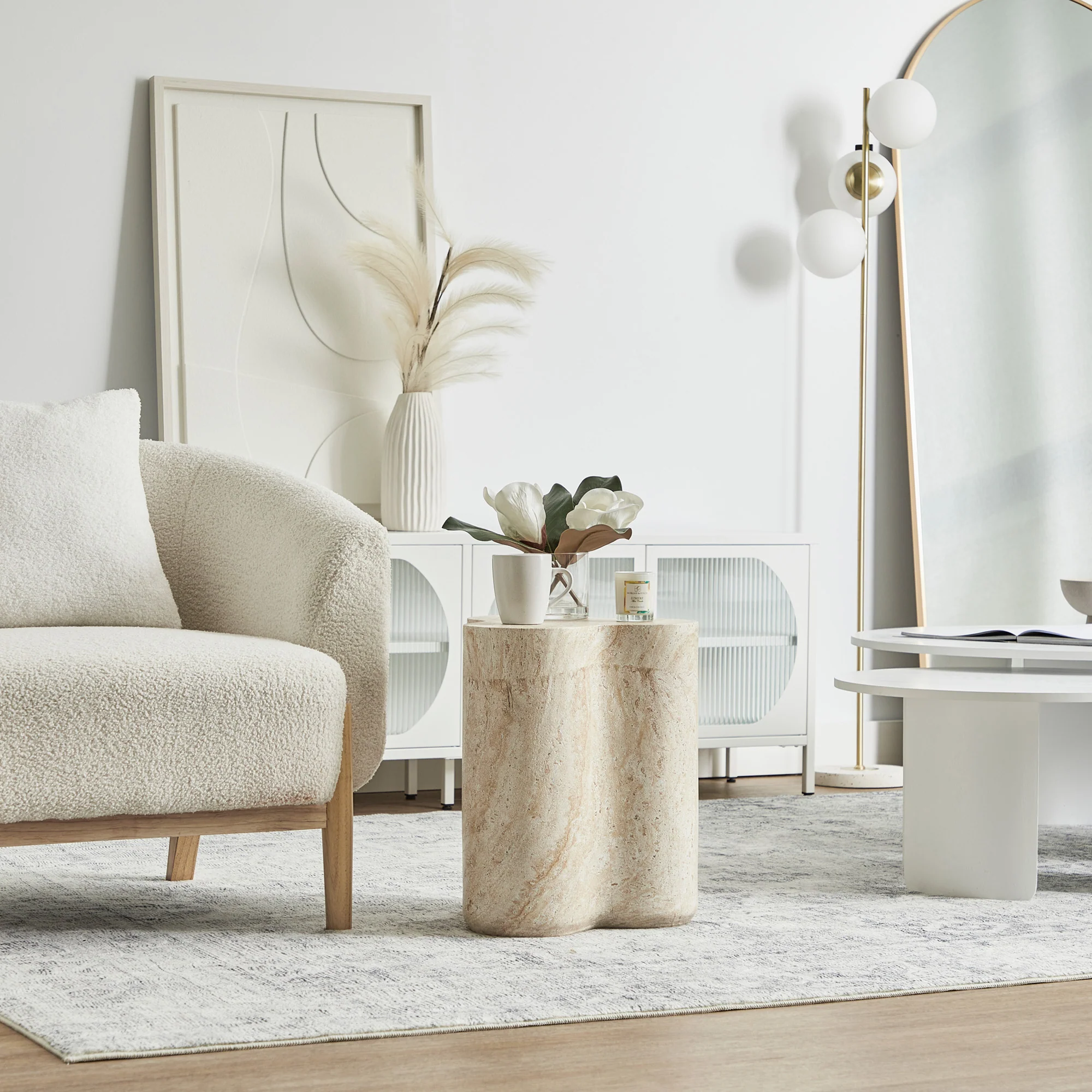 Poppy Side Table Travertine Look - Image 9