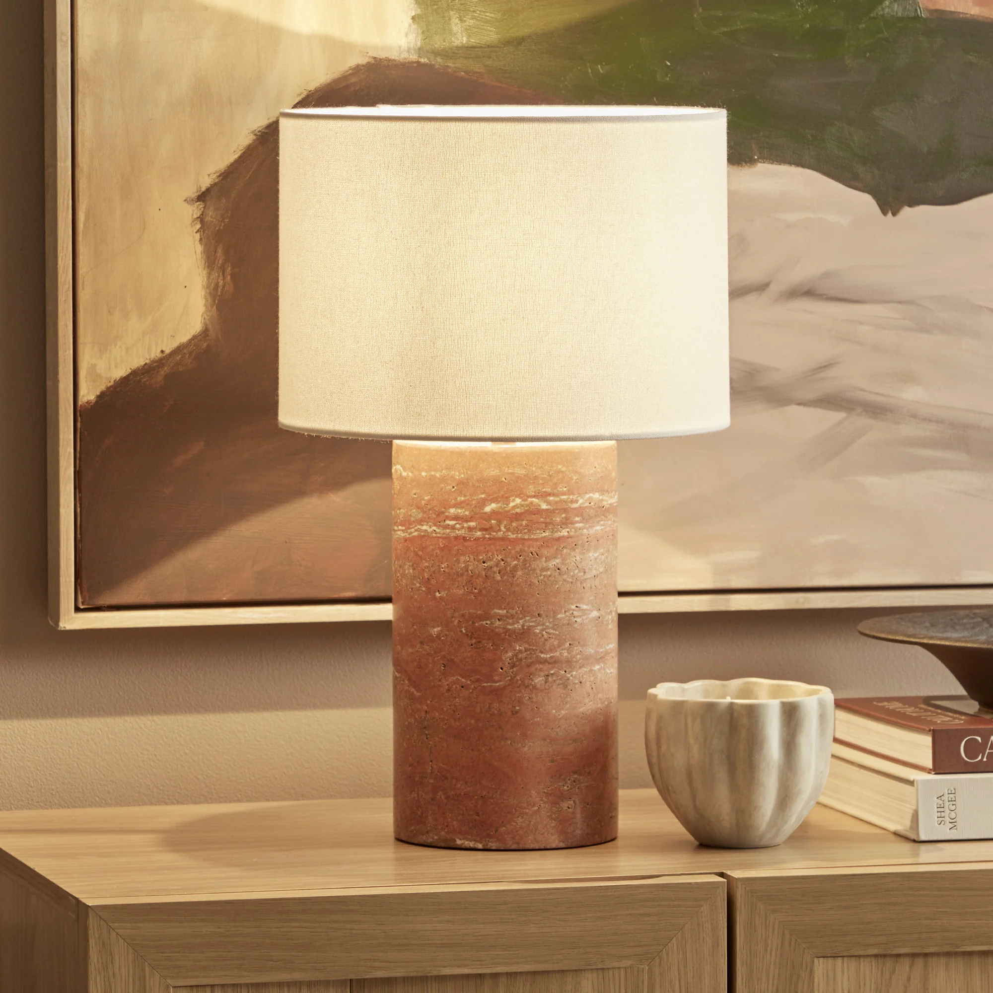 Quinn Marble Table Lamp Terracotta - Image 2