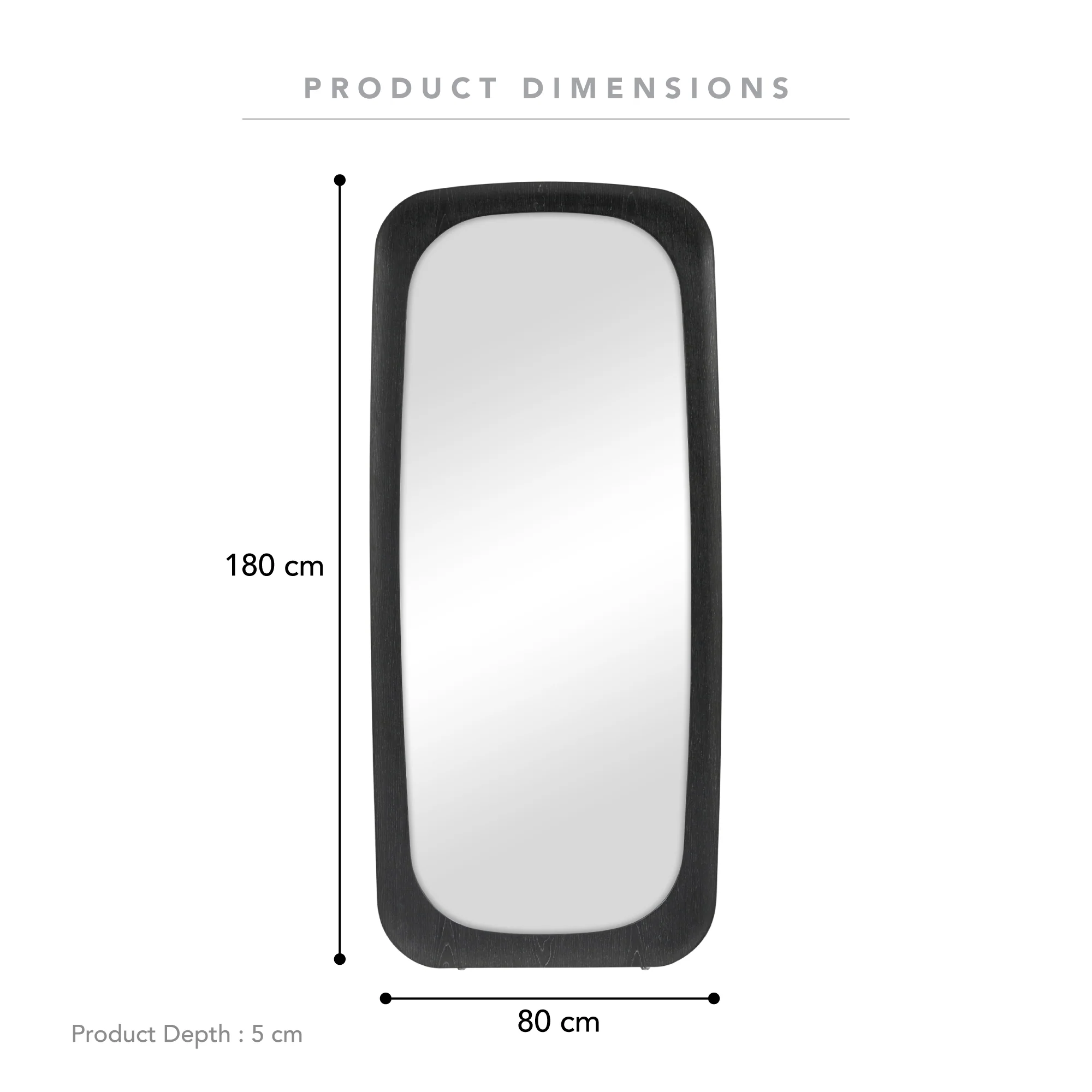 Rue 180cm Rectangle Mirror Black - Image 3