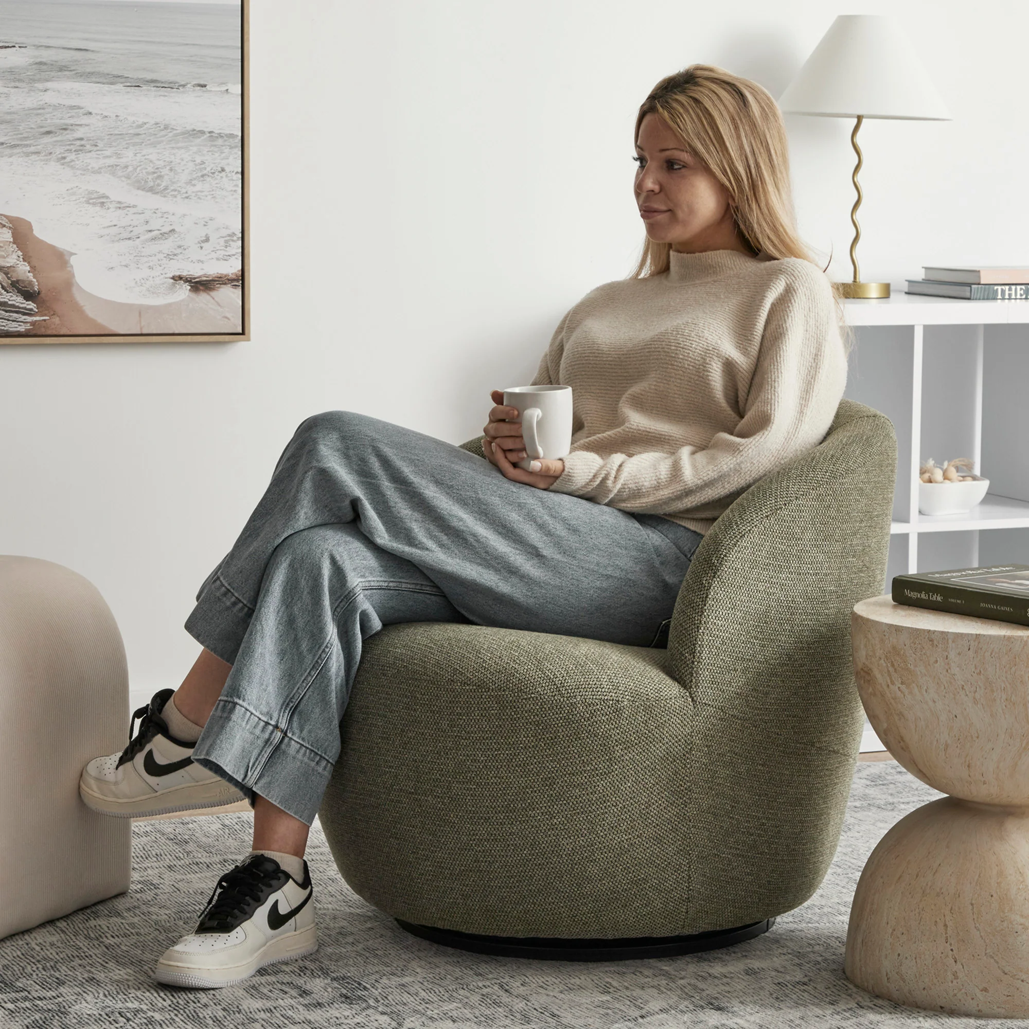Sadie Swivel Armchair Green - Image 7