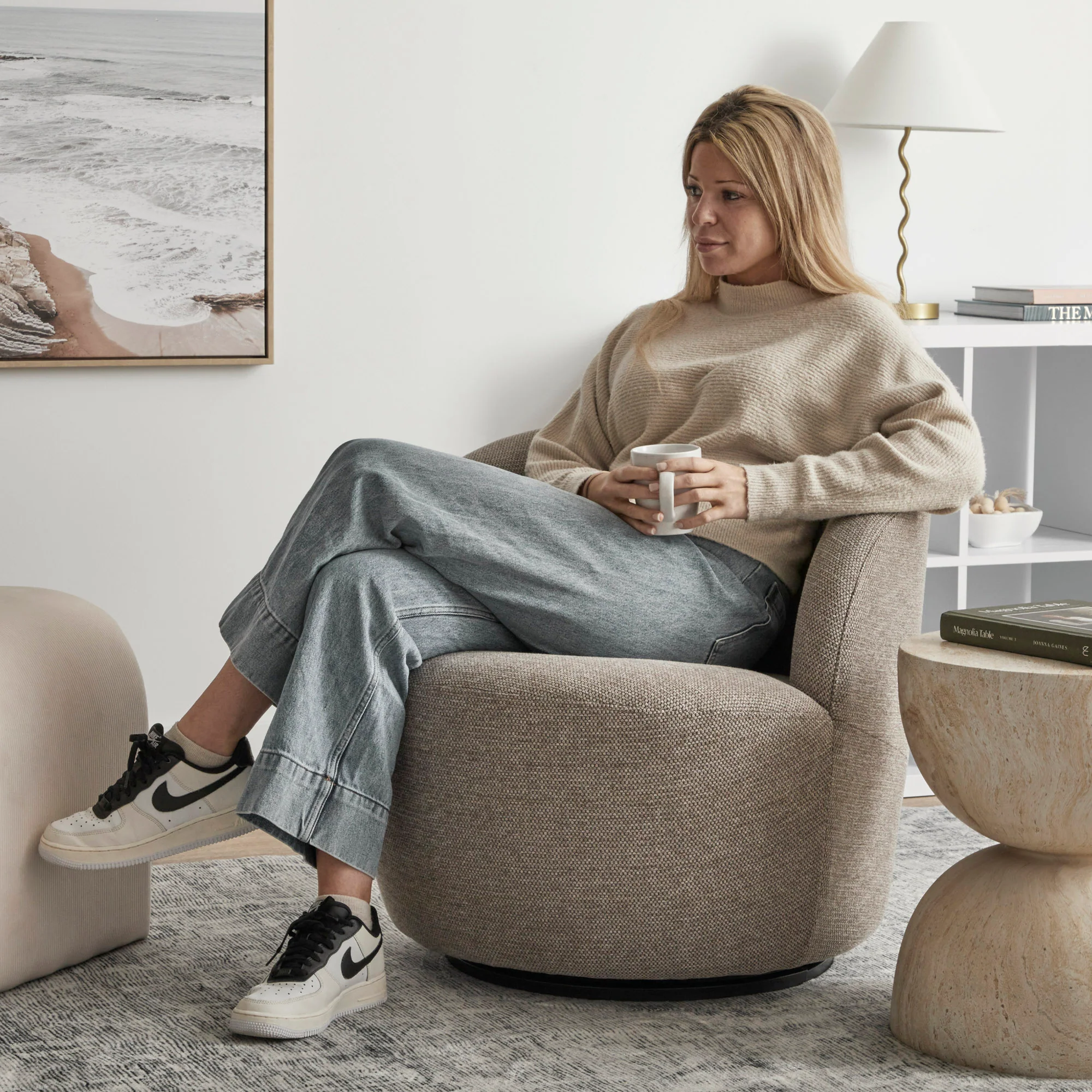 Sadie Swivel Armchair Mushroom - Image 7