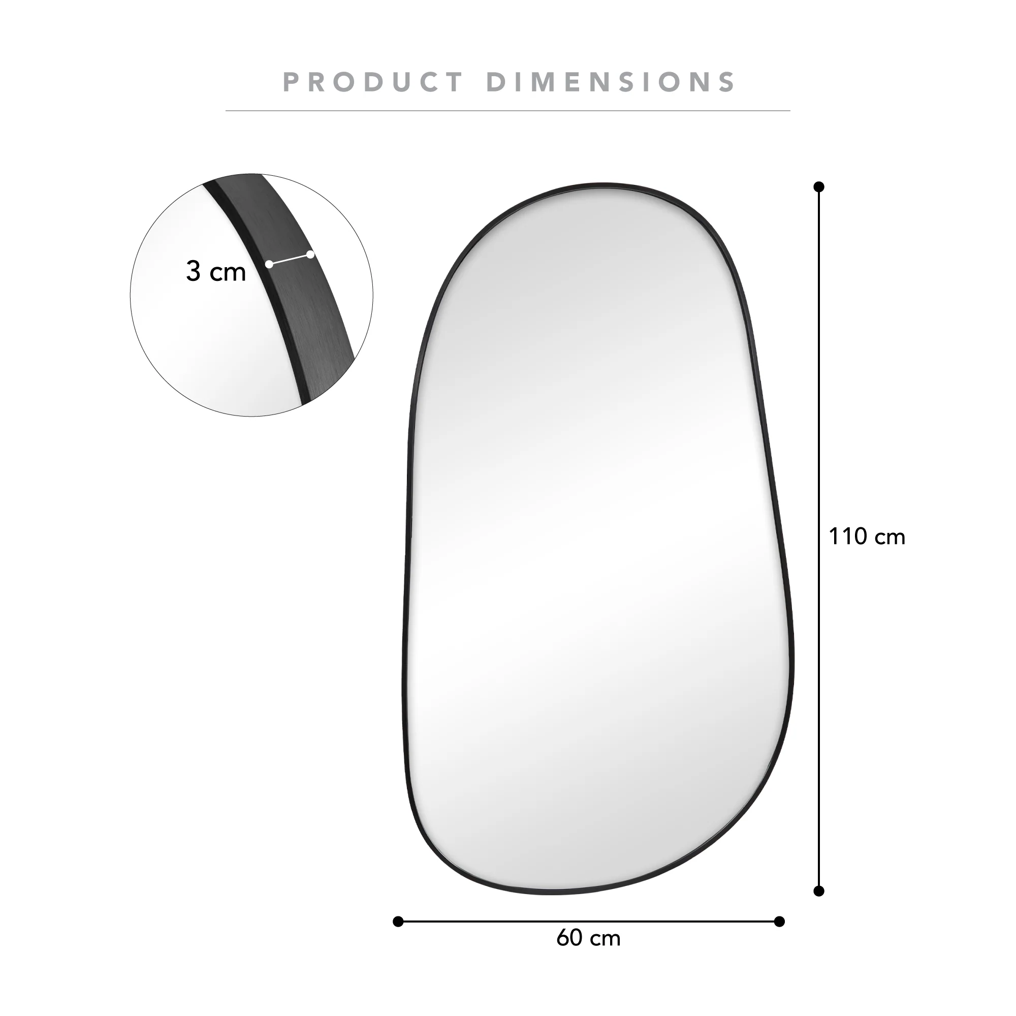 Sage 110cm Organic Mirror Black - Image 3
