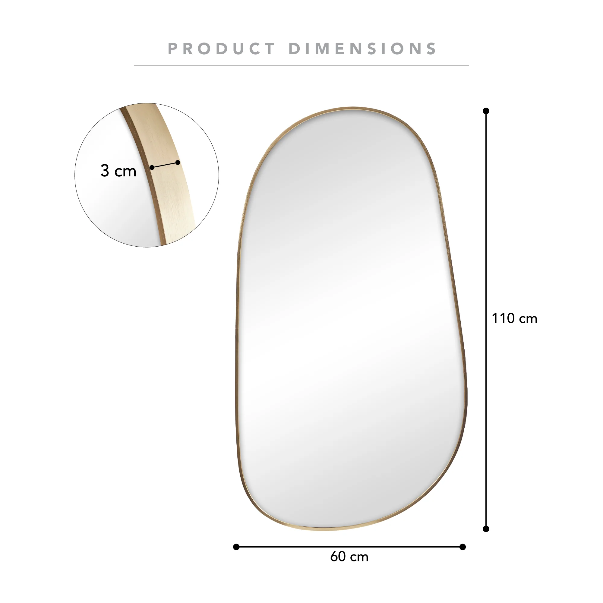 Sage 110cm Organic Mirror Gold - Image 3