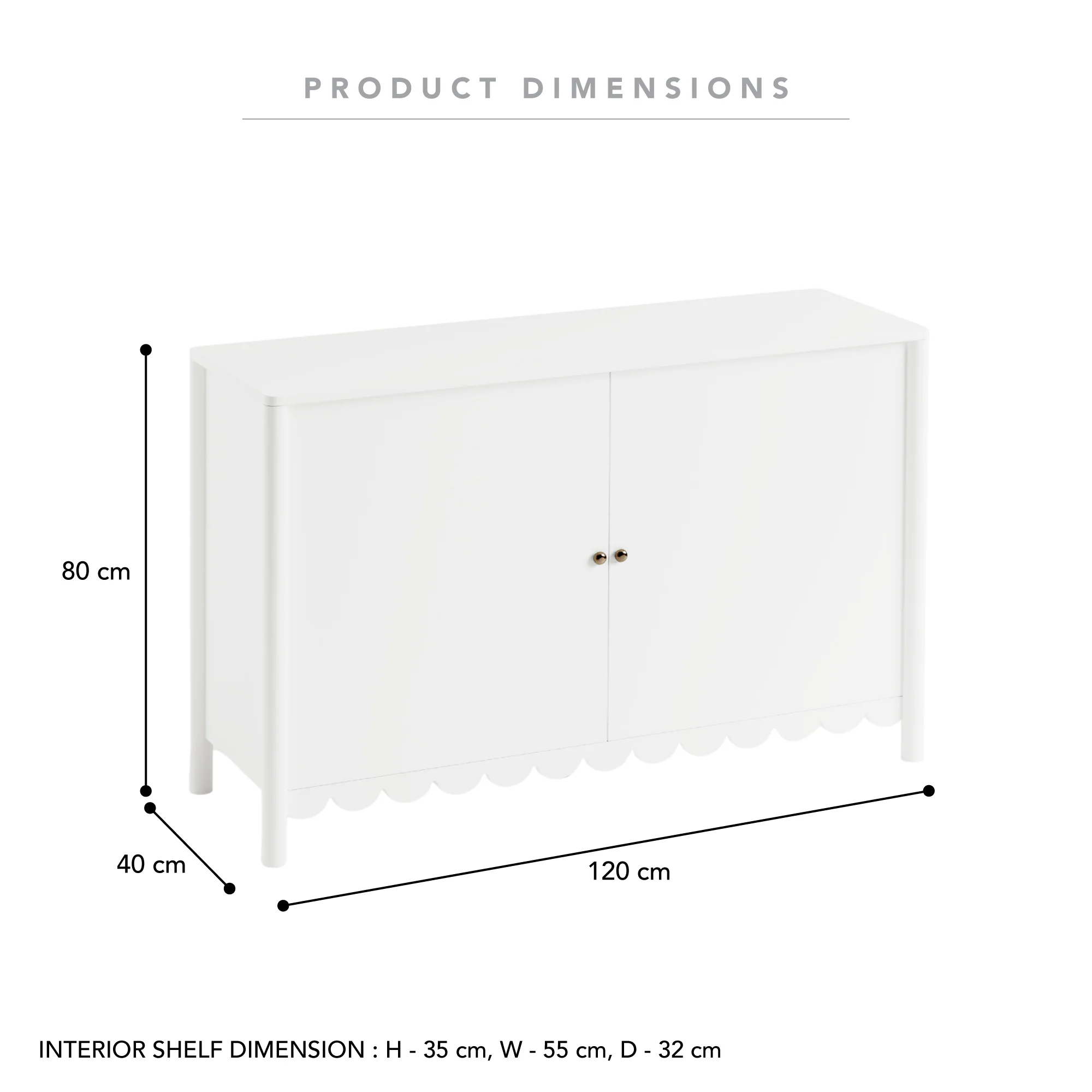 Sally Buffet White (120cm) - Image 3