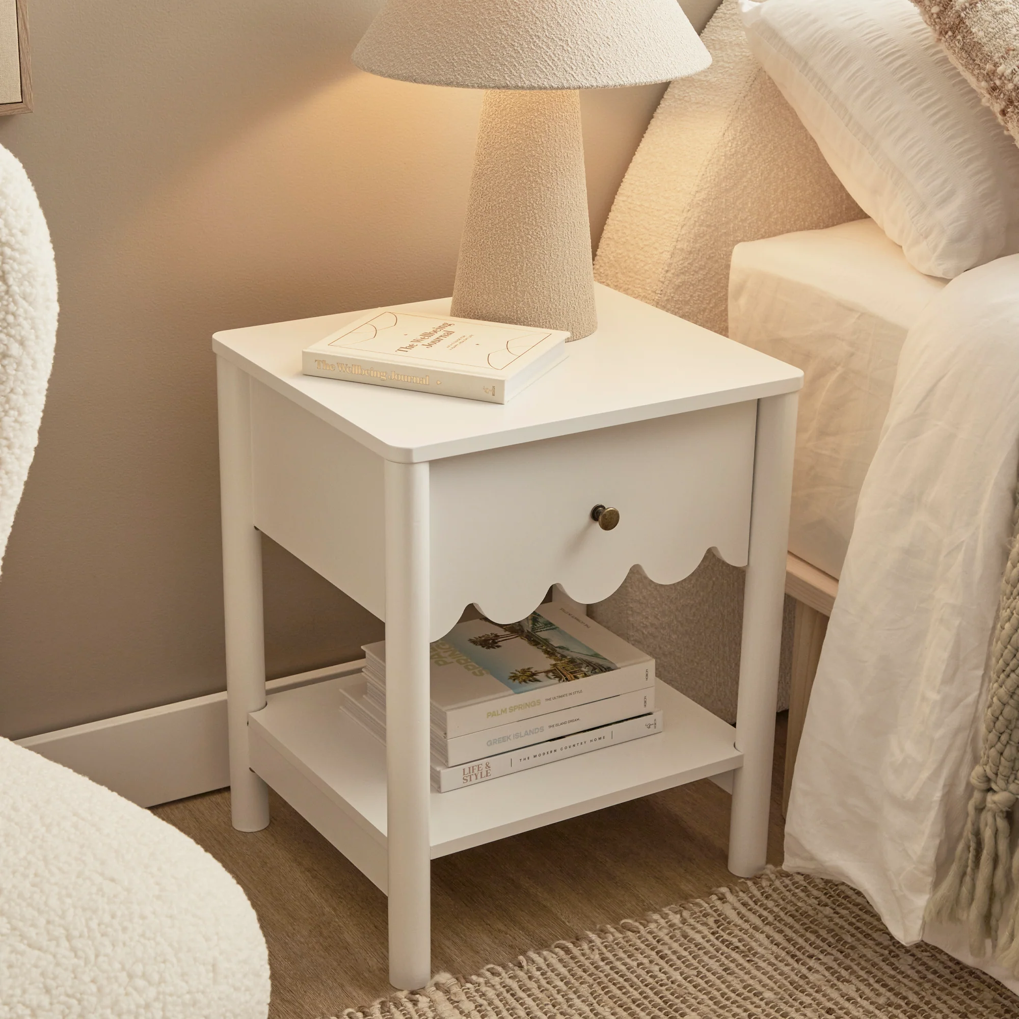 Sally Bedside Table White