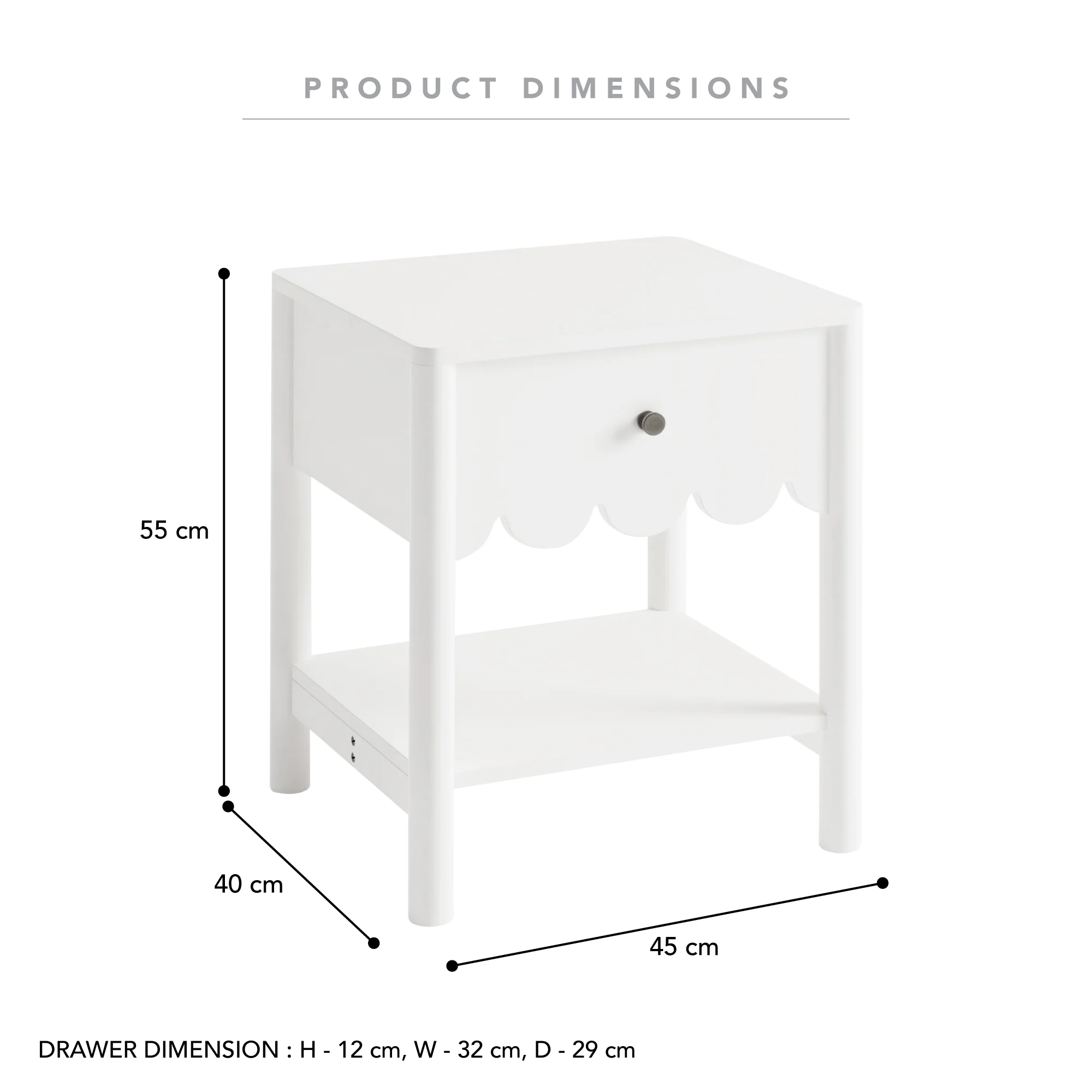 Sally Bedside Table White - Image 3
