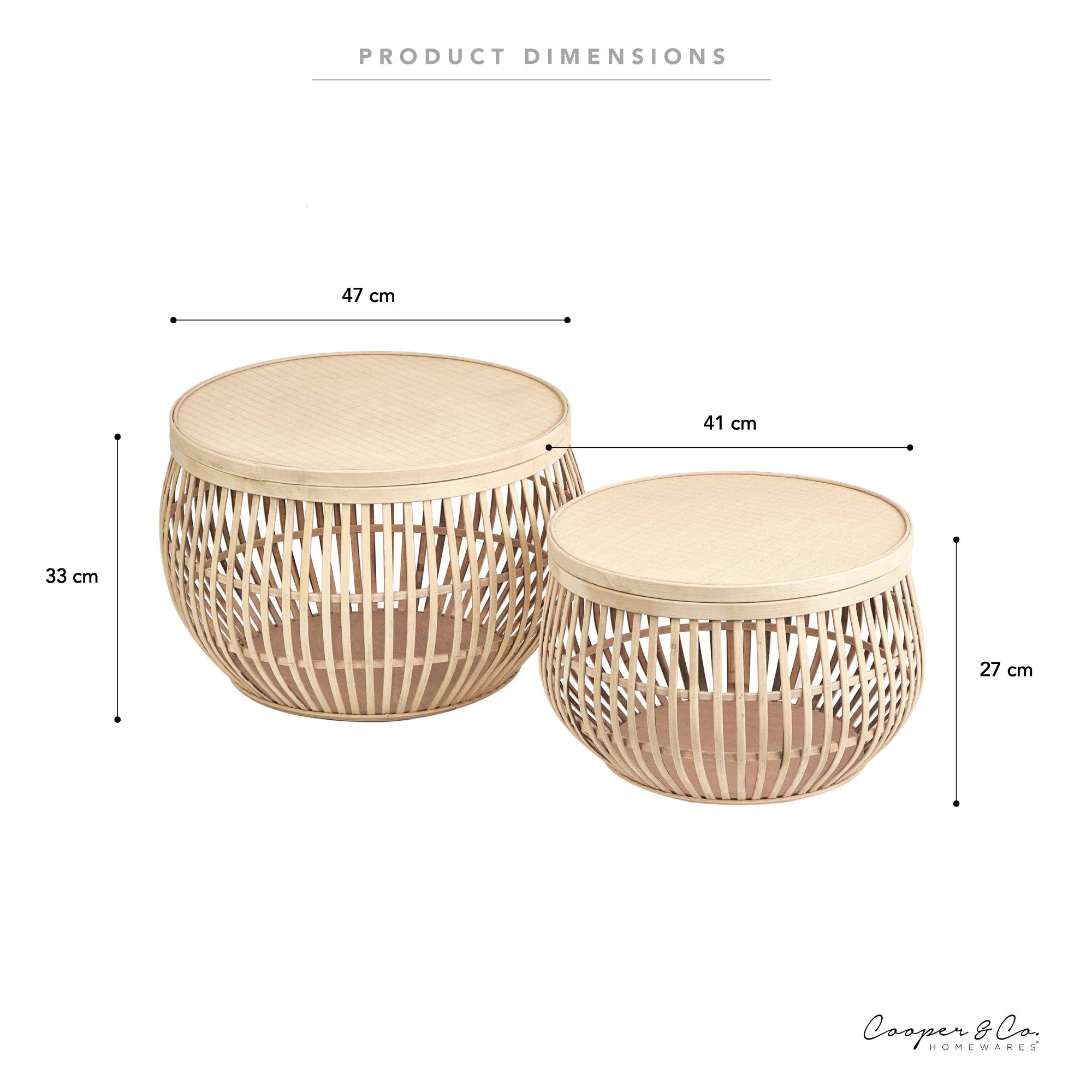 Sara Set of 2 Bamboo Coffee Tables - Image 3