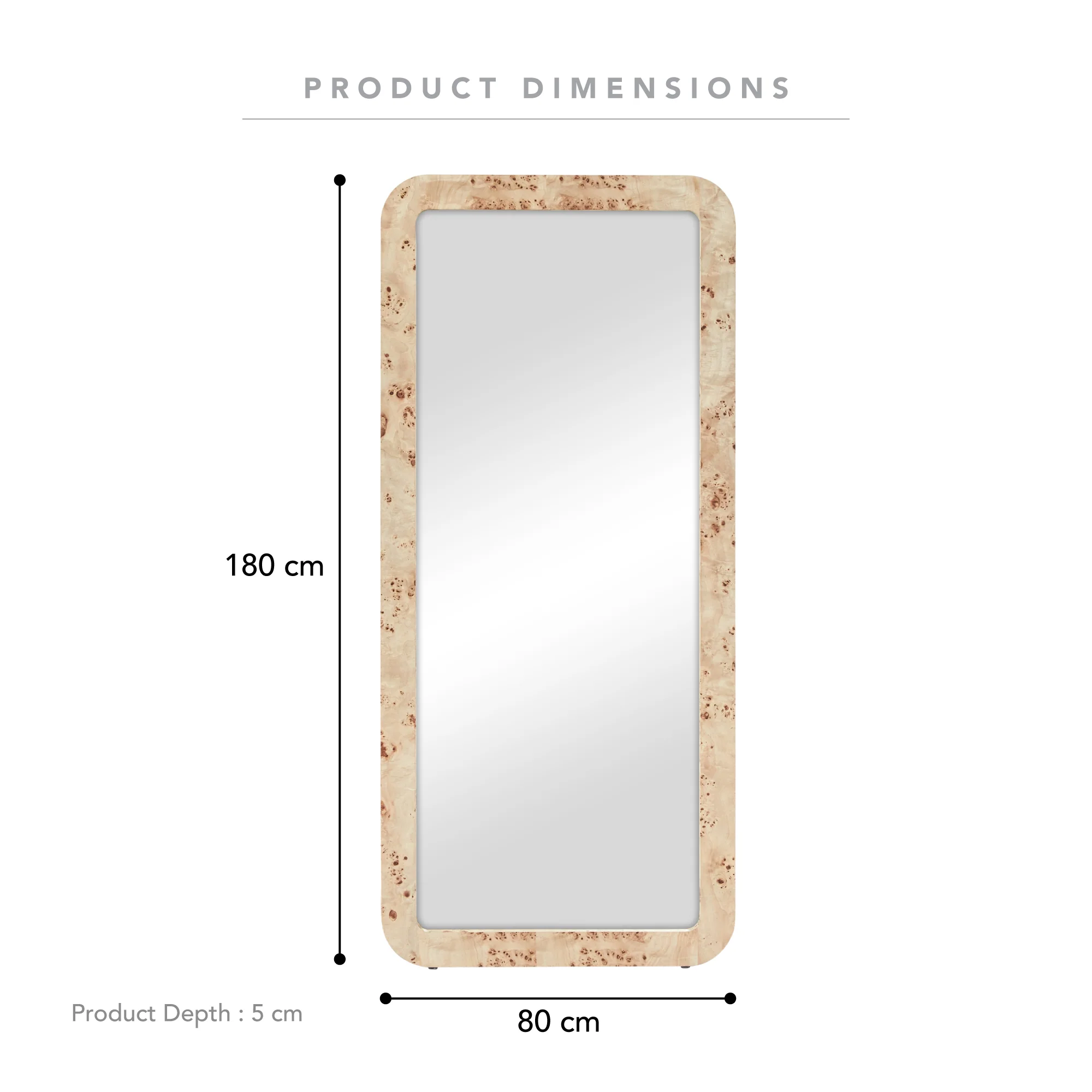 Sebastian 180cm Rectangle Mirror Burl - Image 3