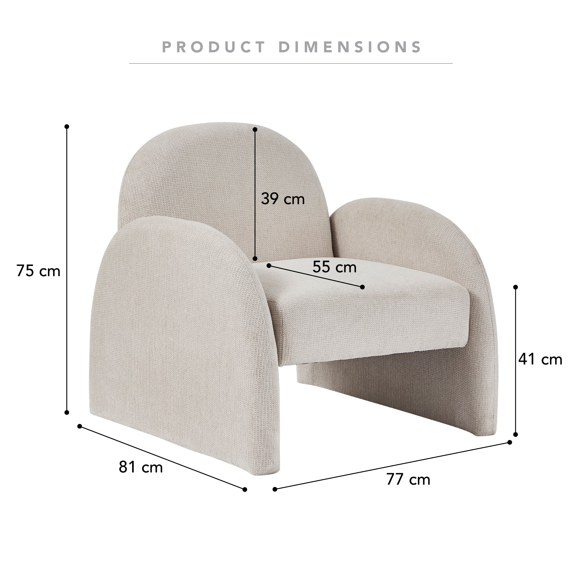 Selene Arched Armchair Cream - Image 3