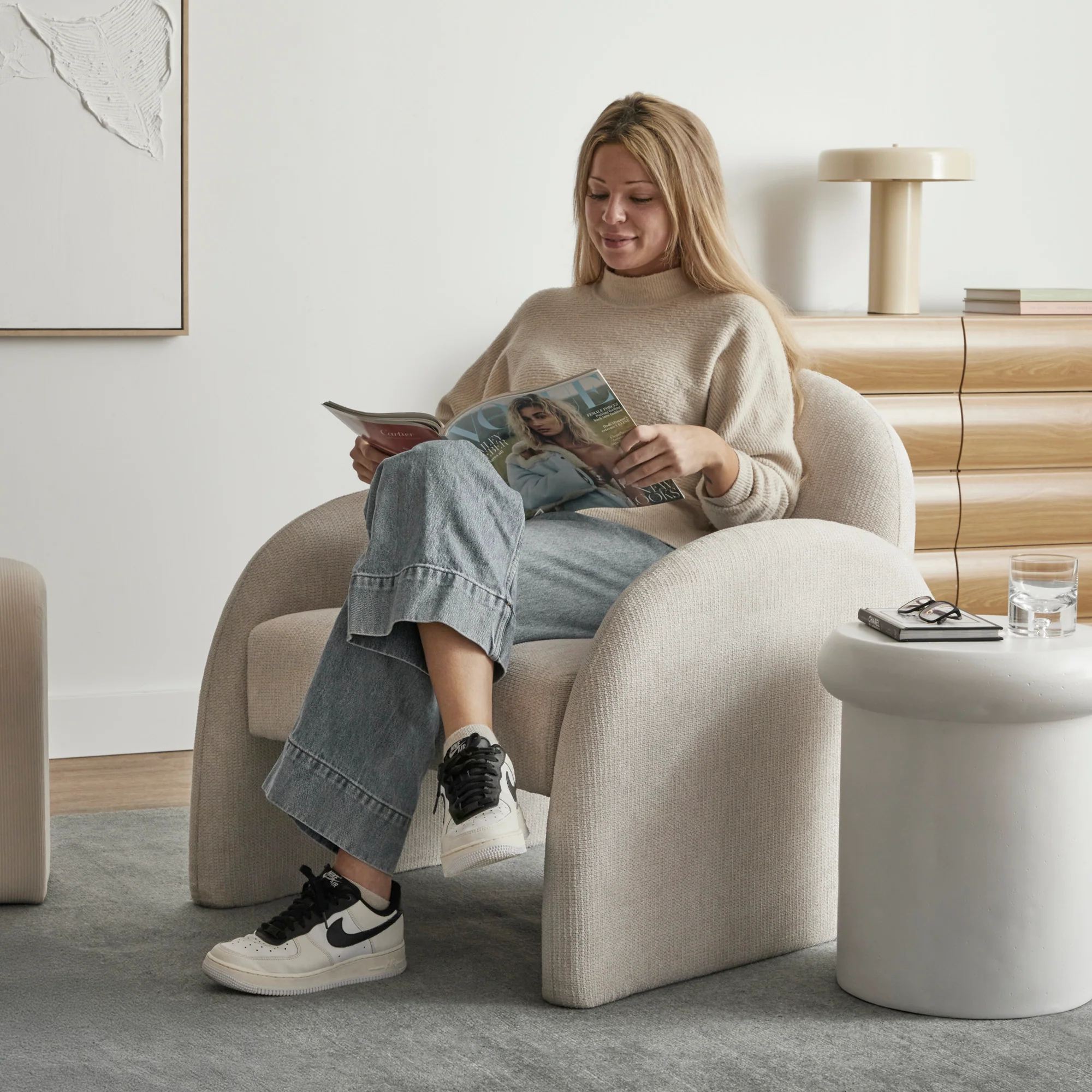 Selene Arched Armchair Cream - Image 7