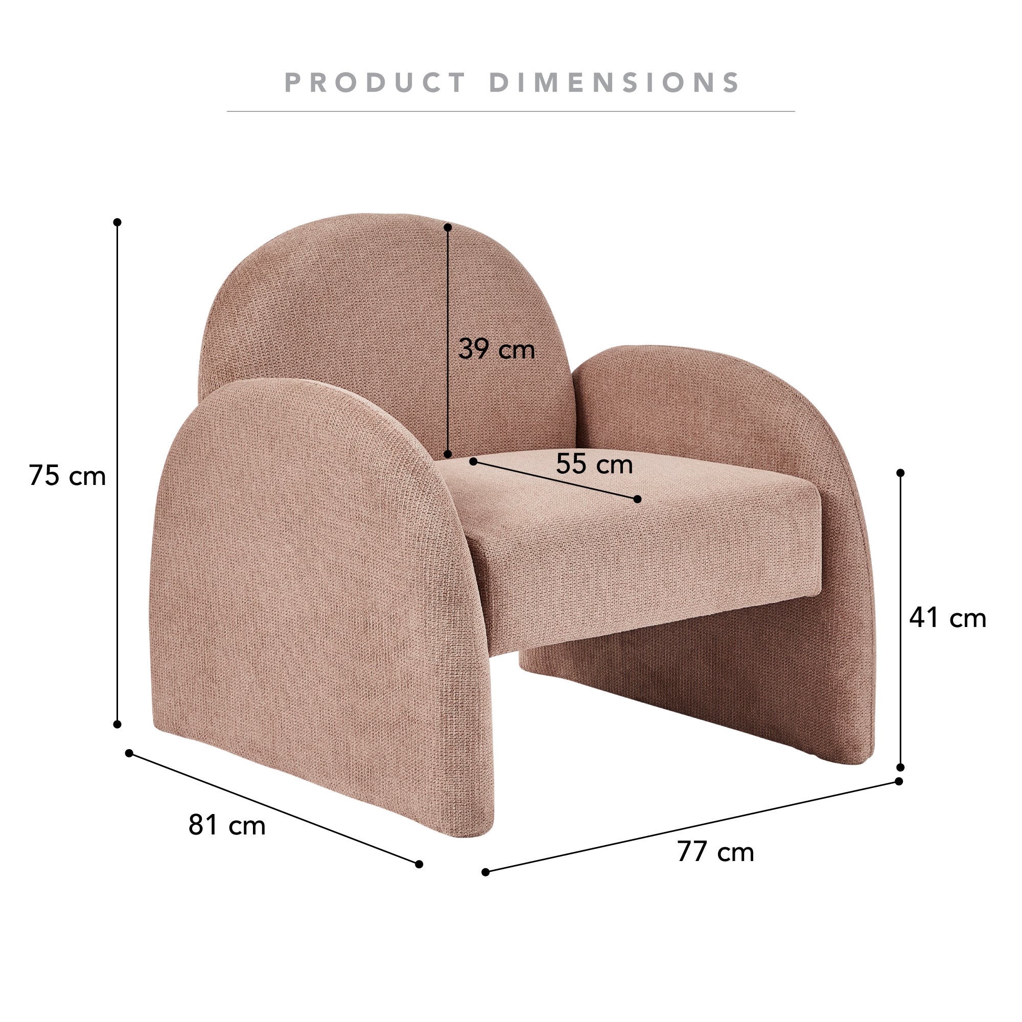 Selene Arched Armchair Rose Tan - Image 3
