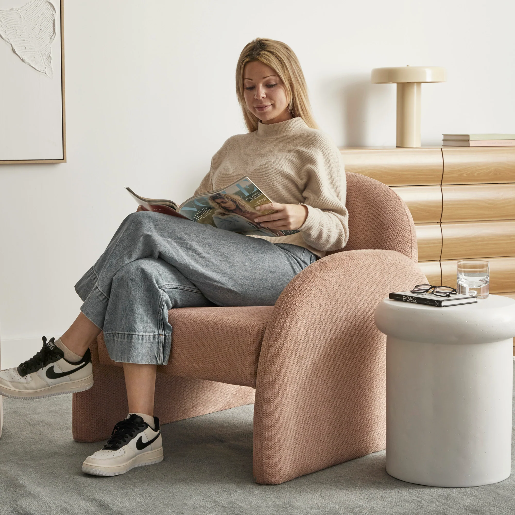 Selene Arched Armchair Rose Tan - Image 7