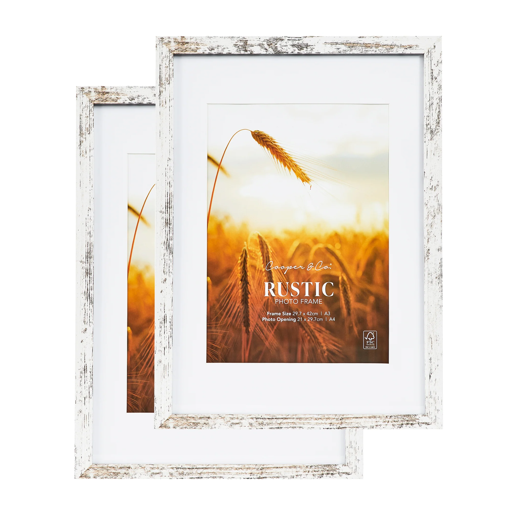 Set Of 2 29.7x42cm Mat to 21x29.7cm Premium Rustic Wooden Photo Frame - Image 10