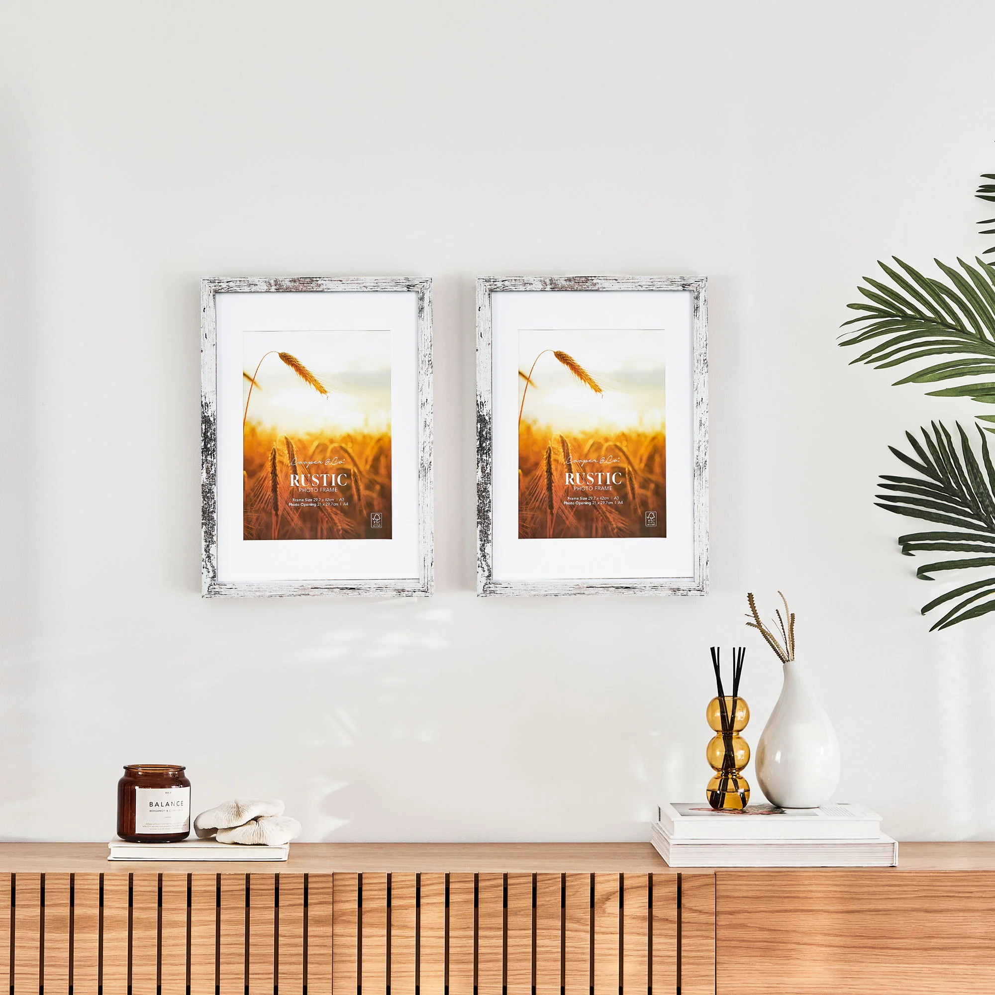 Set Of 2 29.7x42cm Mat to 21x29.7cm Premium Rustic Wooden Photo Frame - Image 17