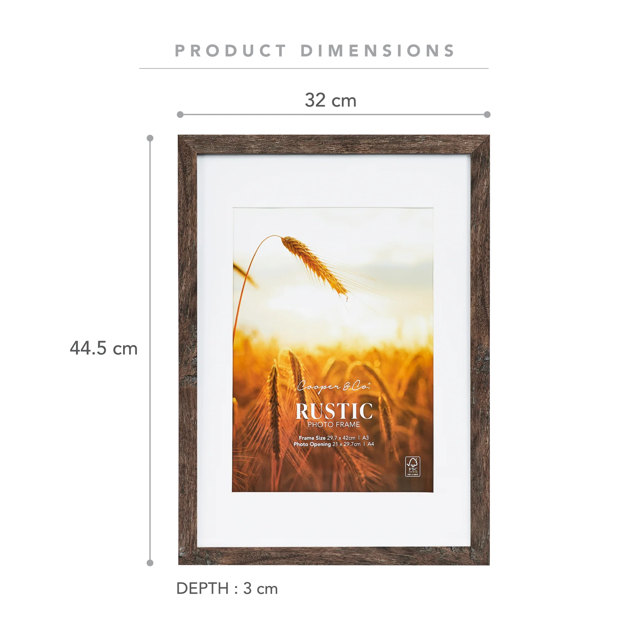 Set Of 2 29.7x42cm Mat to 21x29.7cm Premium Rustic Wooden Photo Frame - Image 3