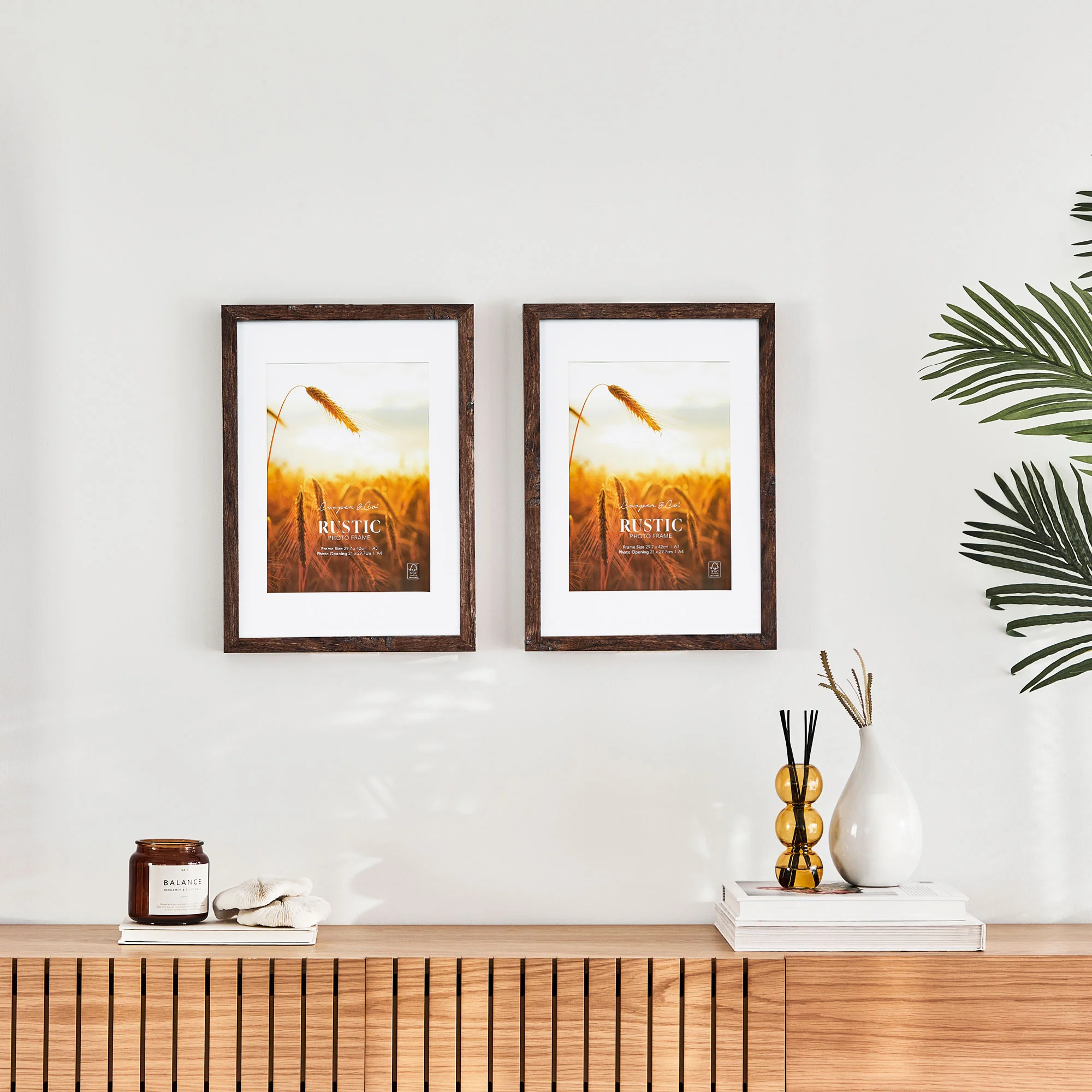 Set Of 2 29.7x42cm Mat to 21x29.7cm Premium Rustic Wooden Photo Frame - Image 5