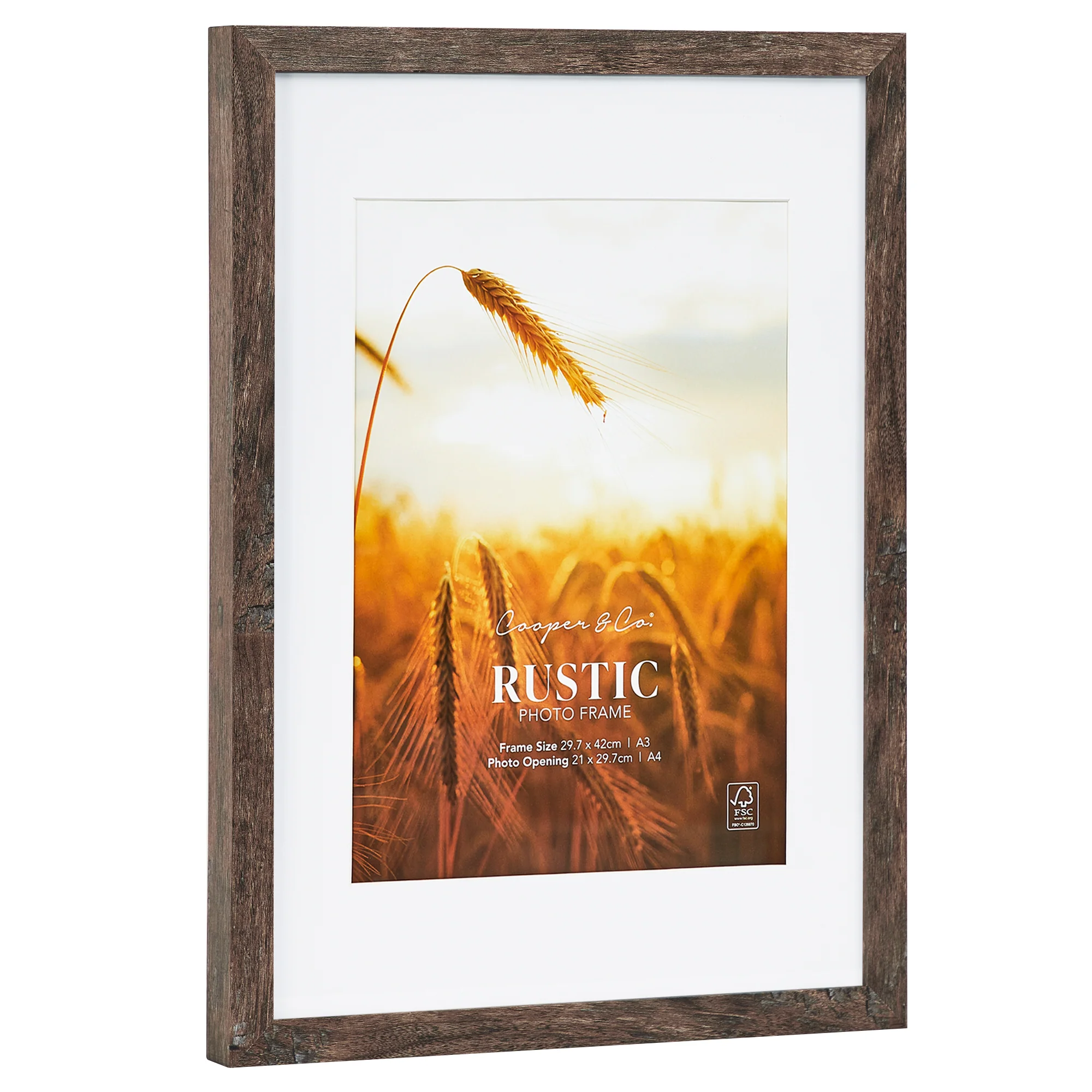 Set Of 2 29.7x42cm Mat to 21x29.7cm Premium Rustic Wooden Photo Frame - Image 6