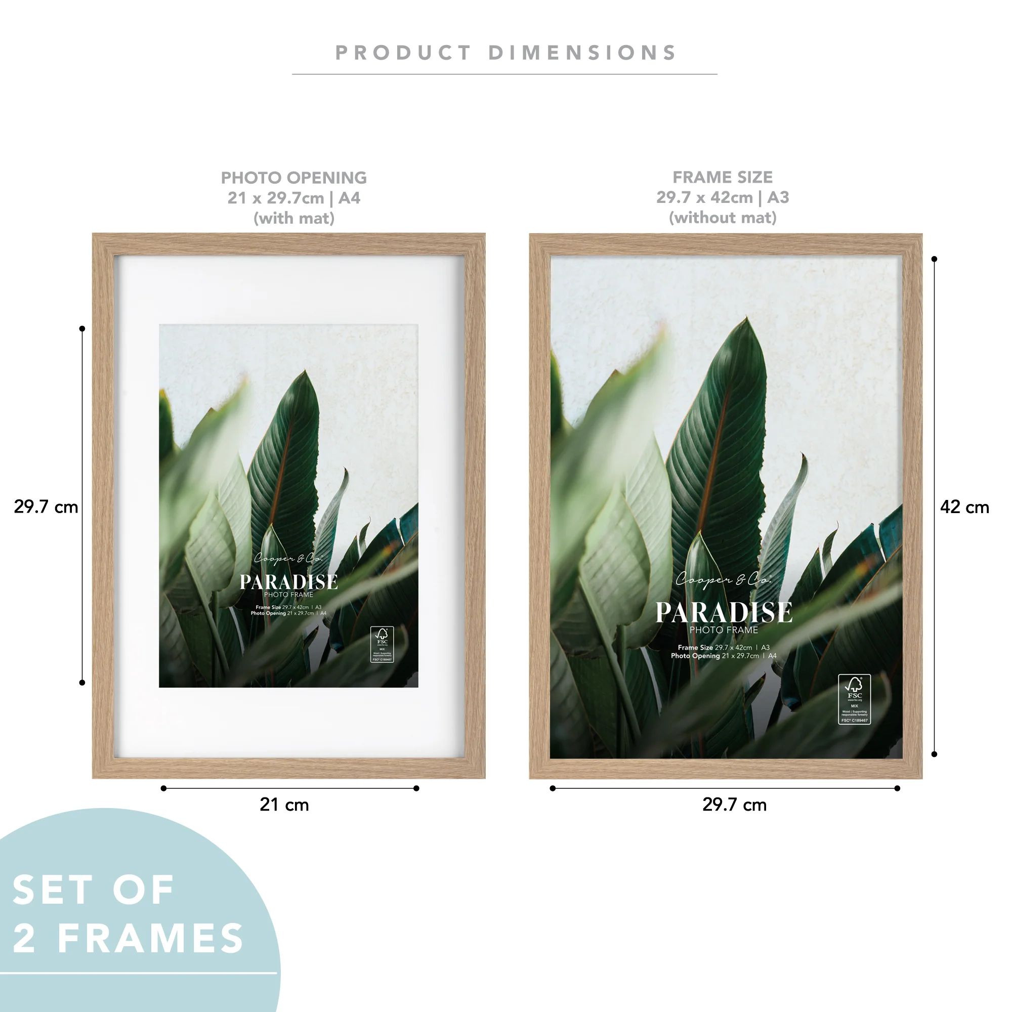 Set Of 2 A3 Mat to A4 Premium Paradise Wooden Photo Frame - Image 10