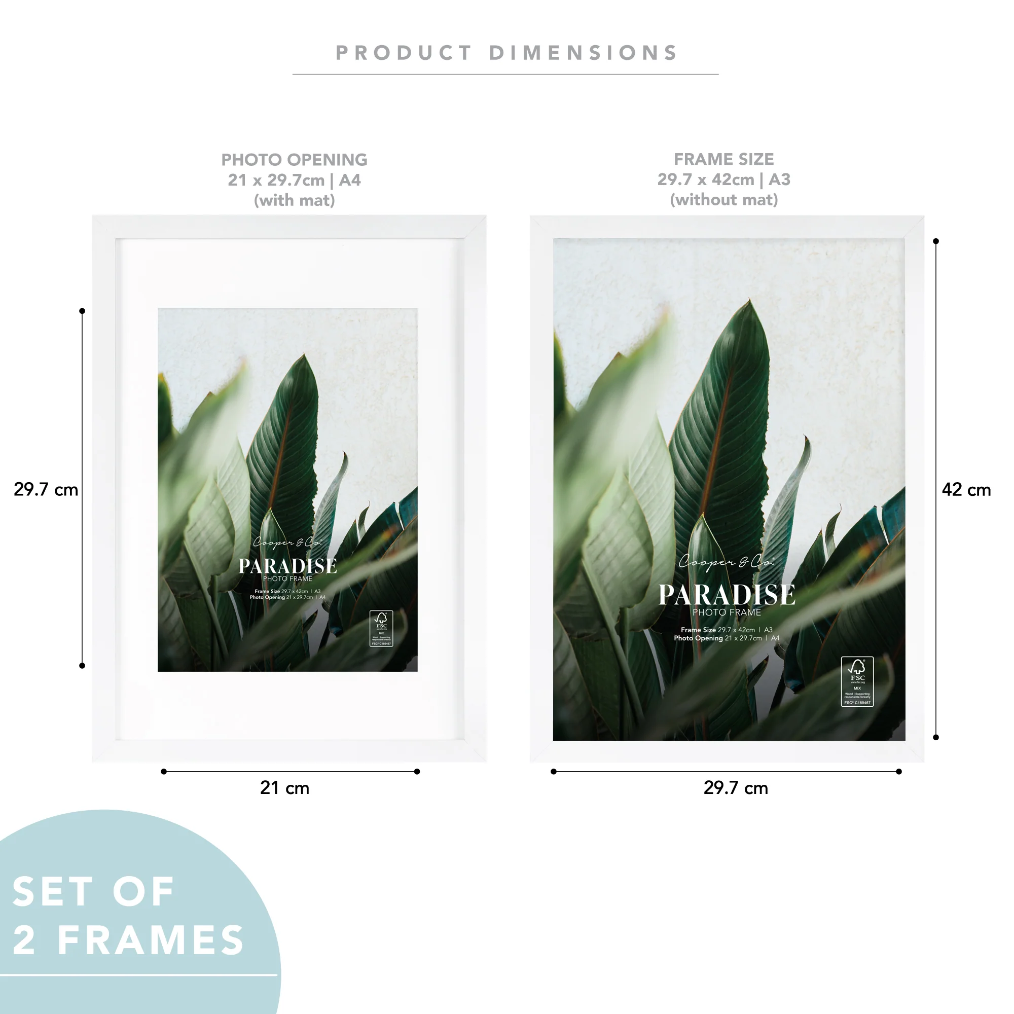 Set Of 2 A3 Mat to A4 Premium Paradise Wooden Photo Frame - Image 17