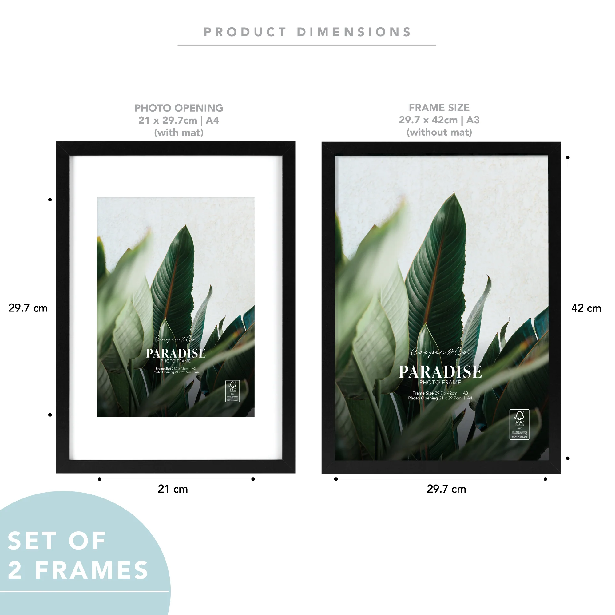 Set Of 2 A3 Mat to A4 Premium Paradise Wooden Photo Frame - Image 3