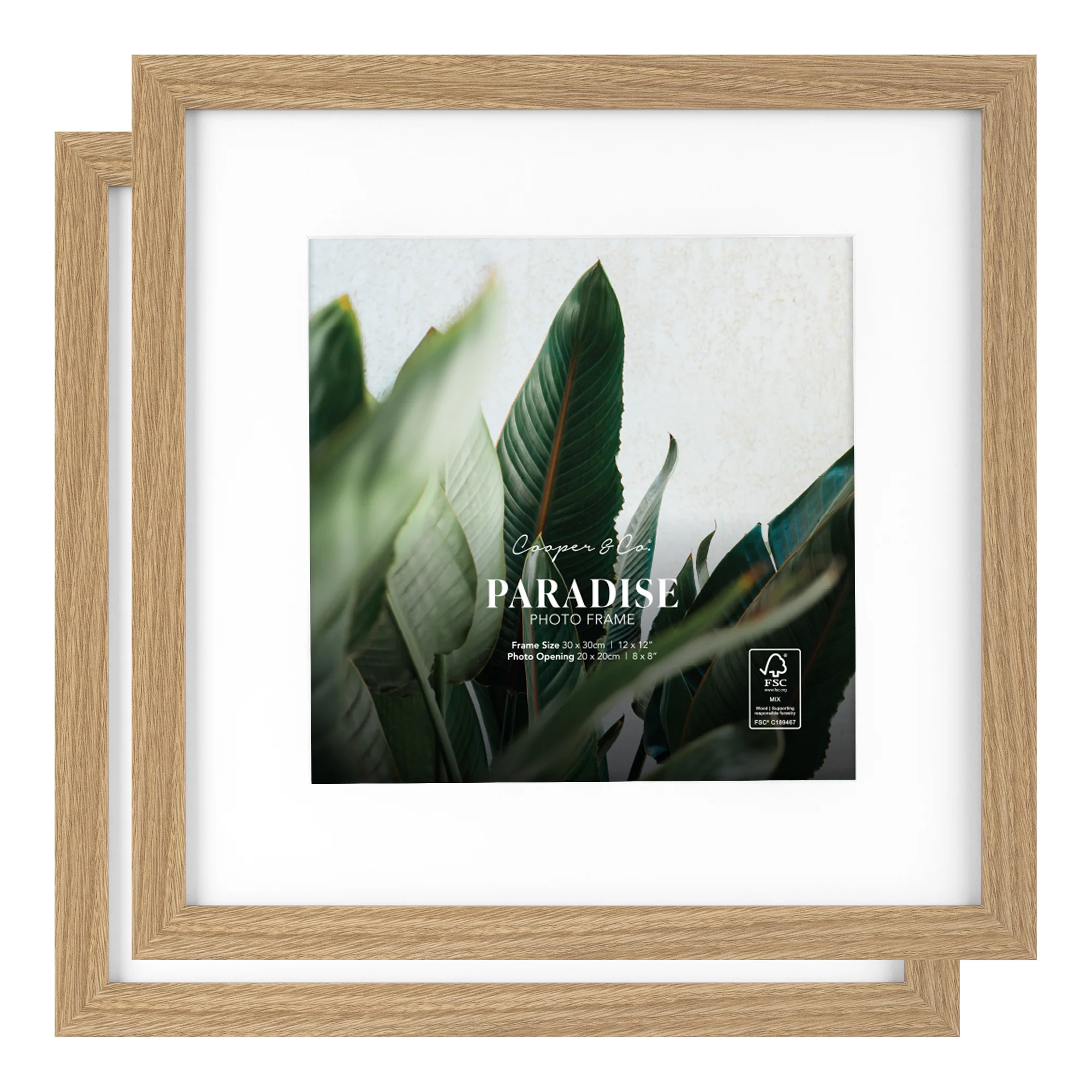 Set Of 2 30x30cm Mat to 20x20cm Premium Paradise Wooden Photo Frame - Image 8