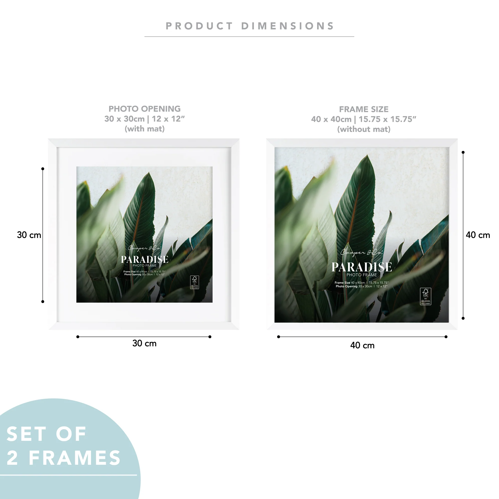 Set Of 2 40x40cm Mat to 30x30cm Premium Paradise Wooden Photo Frame - Image 15