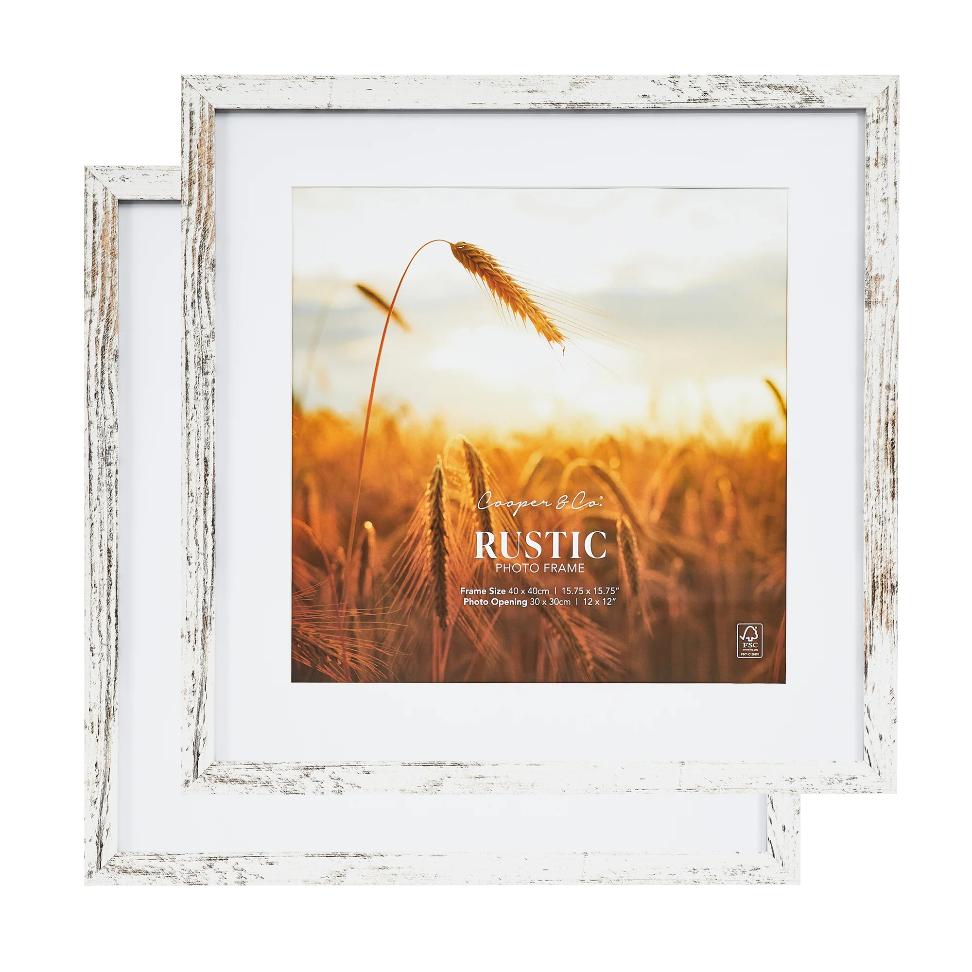 Set Of 2 40x40cm Mat to 30x30cm Premium Rustic Wooden Photo Frame - Image 11