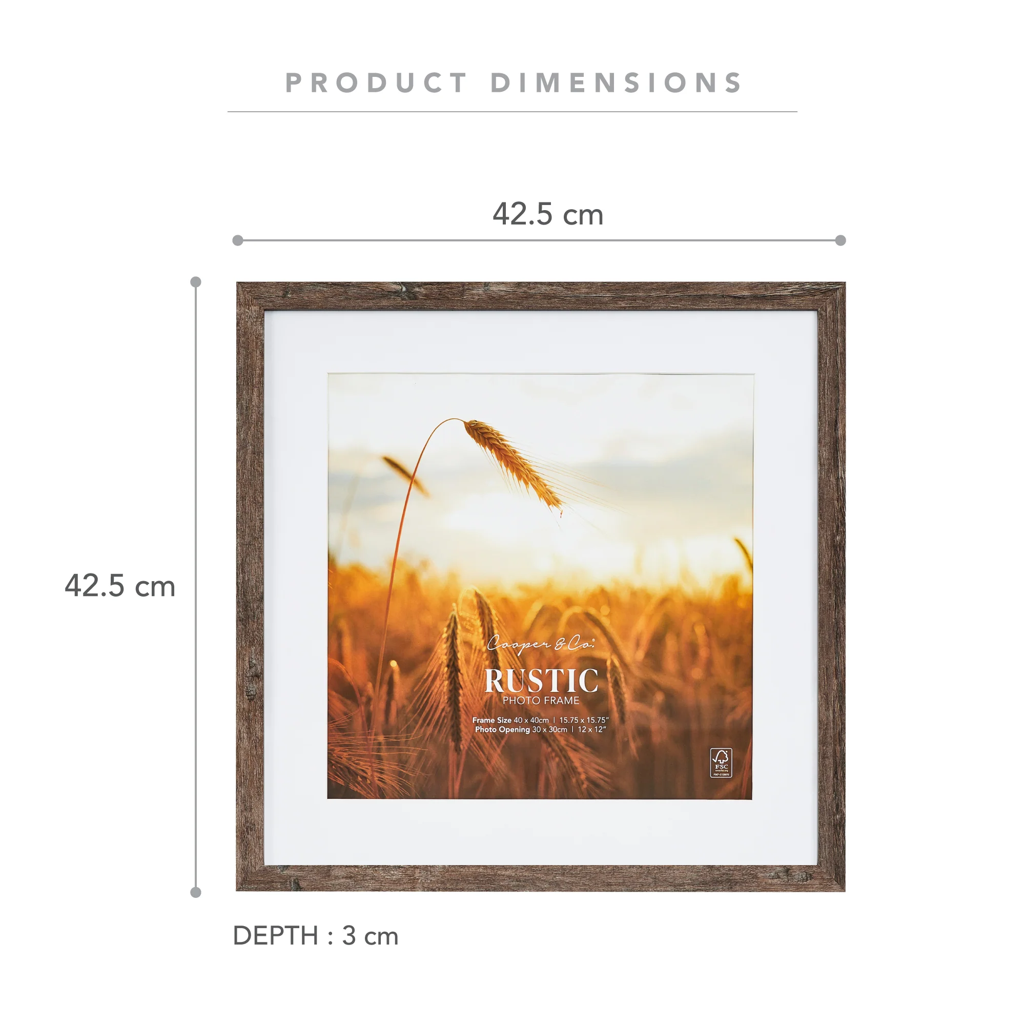Set Of 2 40x40cm Mat to 30x30cm Premium Rustic Wooden Photo Frame - Image 3