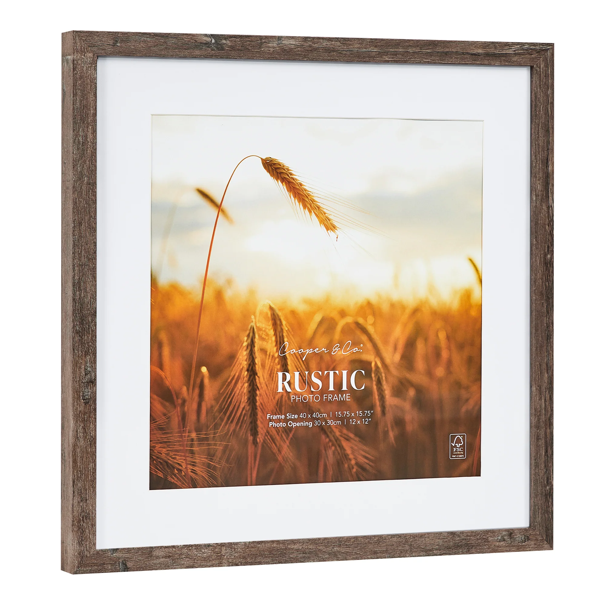 Set Of 2 40x40cm Mat to 30x30cm Premium Rustic Wooden Photo Frame - Image 6