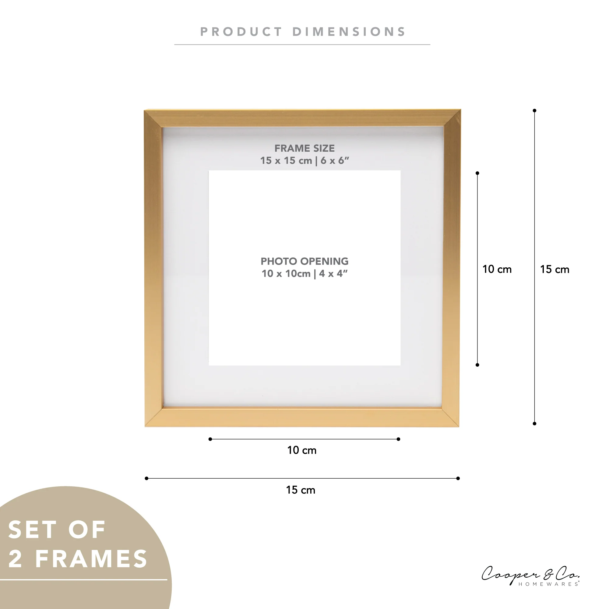 Set Of 2 15x15cm Mat to 10x10cm Premium Metal Photo Frames - Image 10