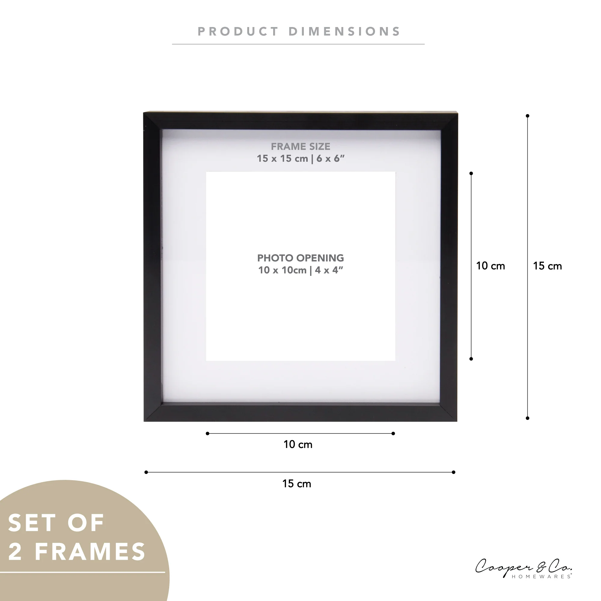 Set Of 2 15x15cm Mat to 10x10cm Premium Metal Photo Frames - Image 3