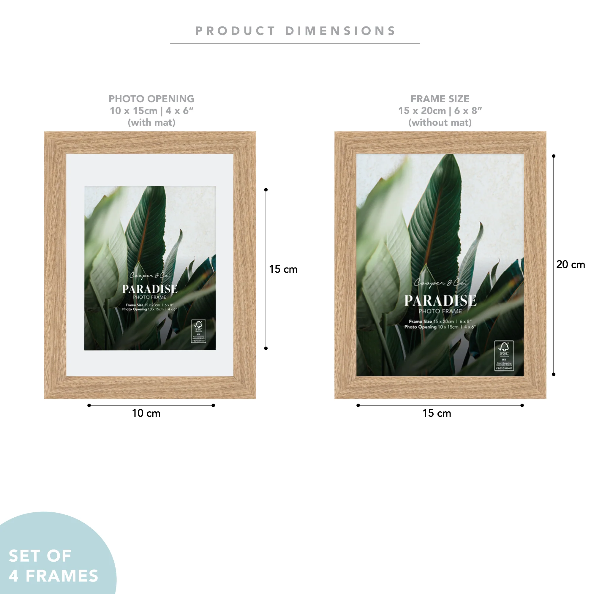 Set Of 4 15x20cm Mat to 10x15cm Premium Paradise Wooden Photo Frame - Image 10