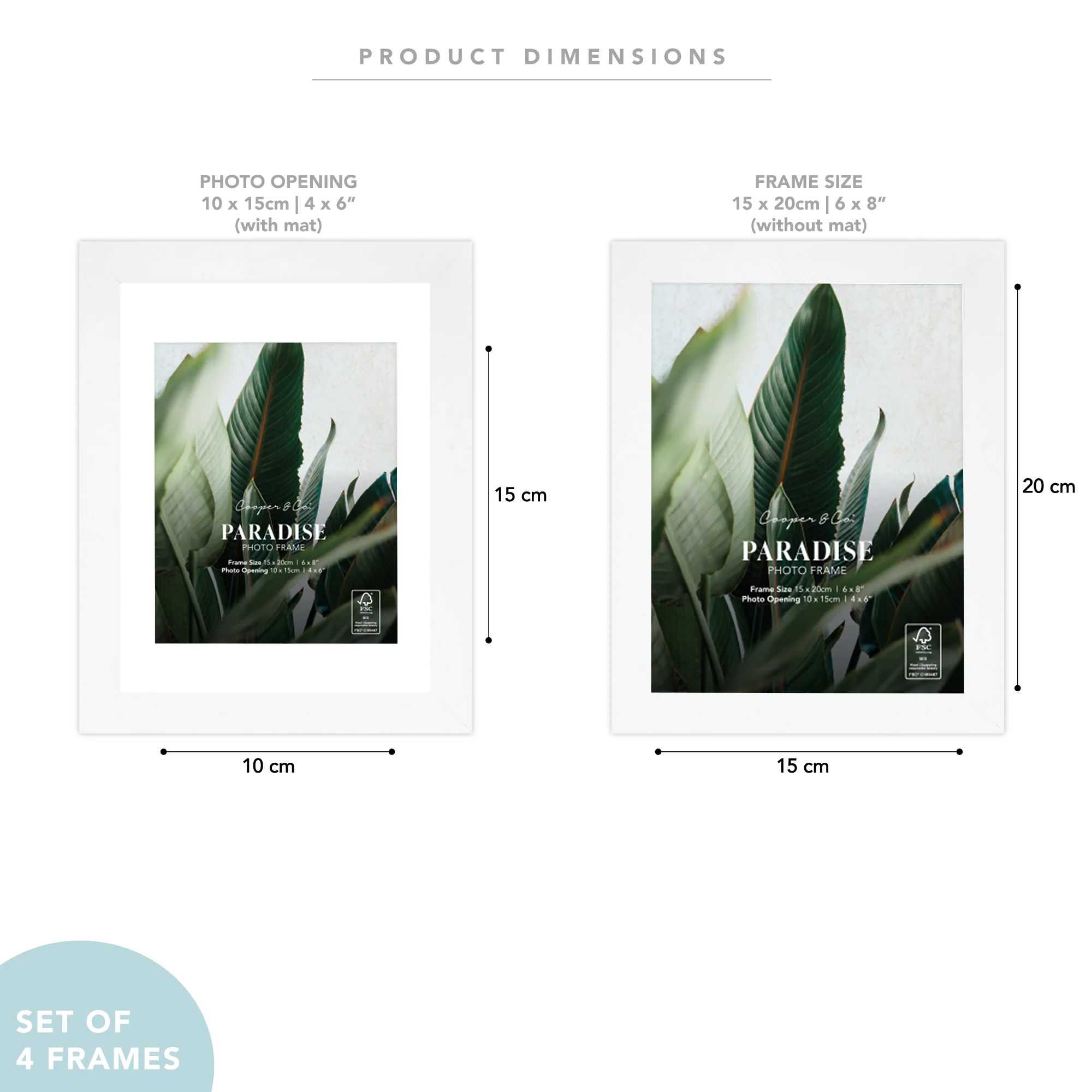 Set Of 4 15x20cm Mat to 10x15cm Premium Paradise Wooden Photo Frame - Image 17