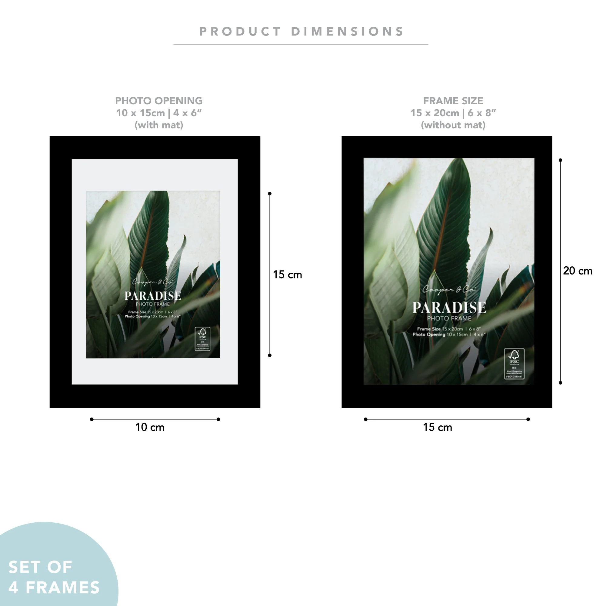 Set Of 4 15x20cm Mat to 10x15cm Premium Paradise Wooden Photo Frame - Image 5